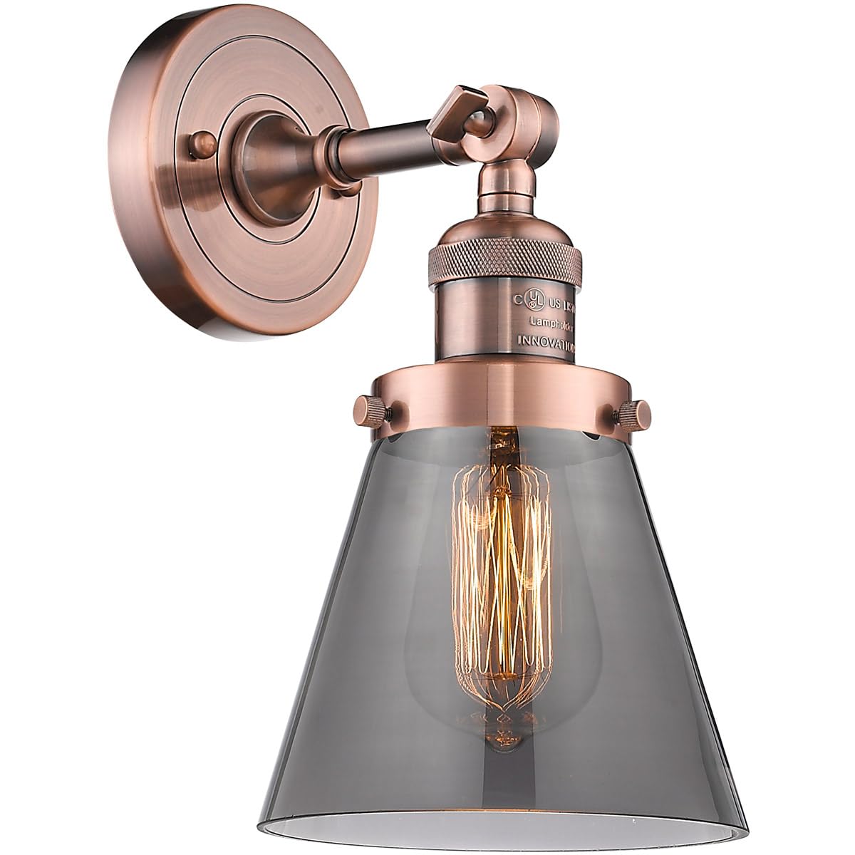Innovations 201F-AC-G63-LED Semi-Flush Mount Ceiling Light Fixture - Antique Copper Finish, Energy Efficient LED Lighting for Bedroom, Living Room, Kitchen & Hallway