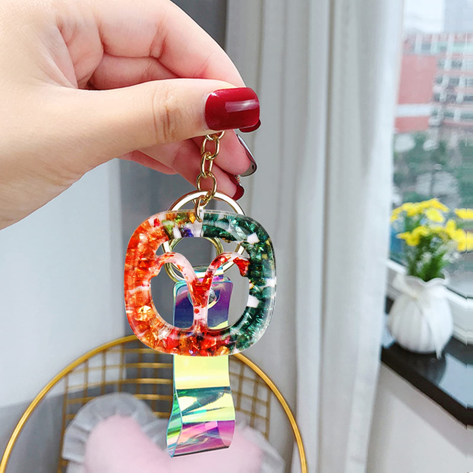 12 Constellation Epoxy Jewelry Casting Molds - Zodiac Keychain Silicone Resin Molds with 50 Open Jump Rings for DIY Pendant Ornaments, Christmas Decorations & Gifts - Perfect for Handmade Jewelry Making, Craft Projects and Personalized Presents
