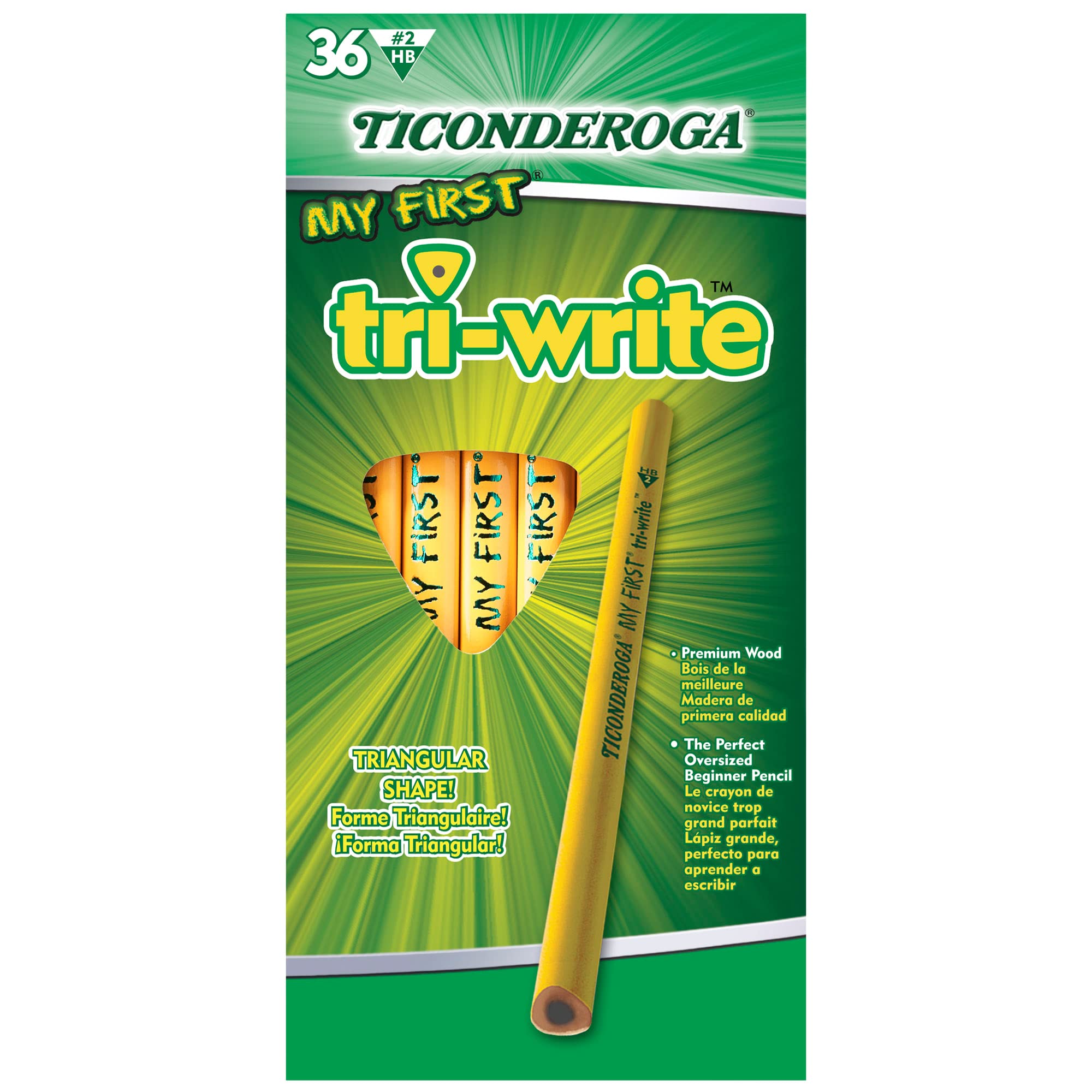 Ticonderoga Tri-Write Pencils 36-Pack, HB Soft for Kids & School