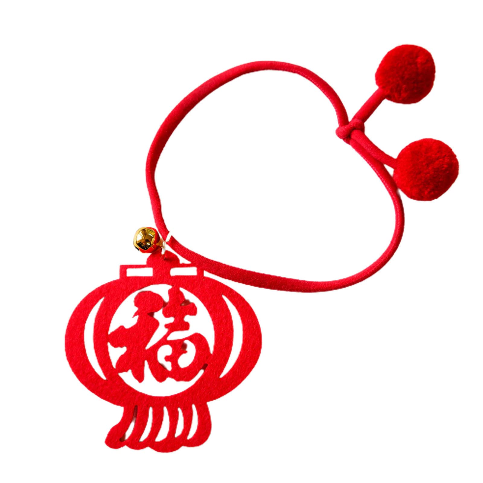 Chinese Style Pet Necklace - Adjustable Cat Dog Collar with Bell for Dress-up & Play