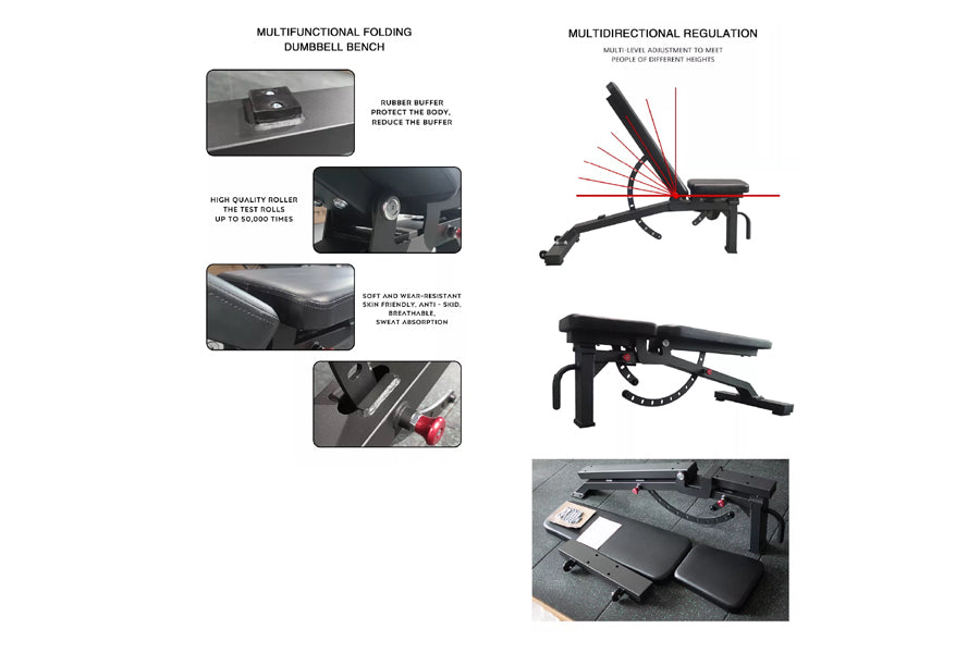 Warrior 500 Adjustable Weight Bench for Home Gym - Foldable & Incline Exercise Bench for Strength Training - Perfect for Small Spaces & Full-Body Workouts