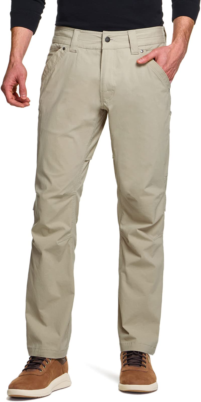 CQR Men's Vent Stretch Cargo Pants - Lightweight Quick-Dry Water Resistant Utility Work Pants with Straight Fit for Outdoor, Hiking & Casual Wear