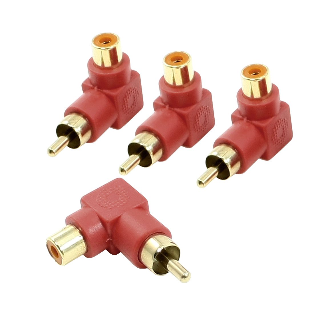 Uxcell 014065 Male to Female Right Angle AV Adapter - 4 Pack - Gold Plated Connectors for Home Theater, Car Audio, and Studio Equipment