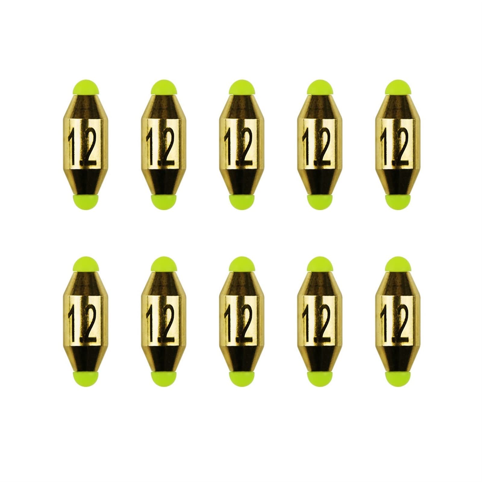 10Pcs Copper Fishing Sinkers with Weight Marks - Easy to Change Saltwater & Freshwater Sinker Weights (1.2#) - Perfect for Sea Fishing, River Angling, and Outdoor Fishing Terminal Tackle