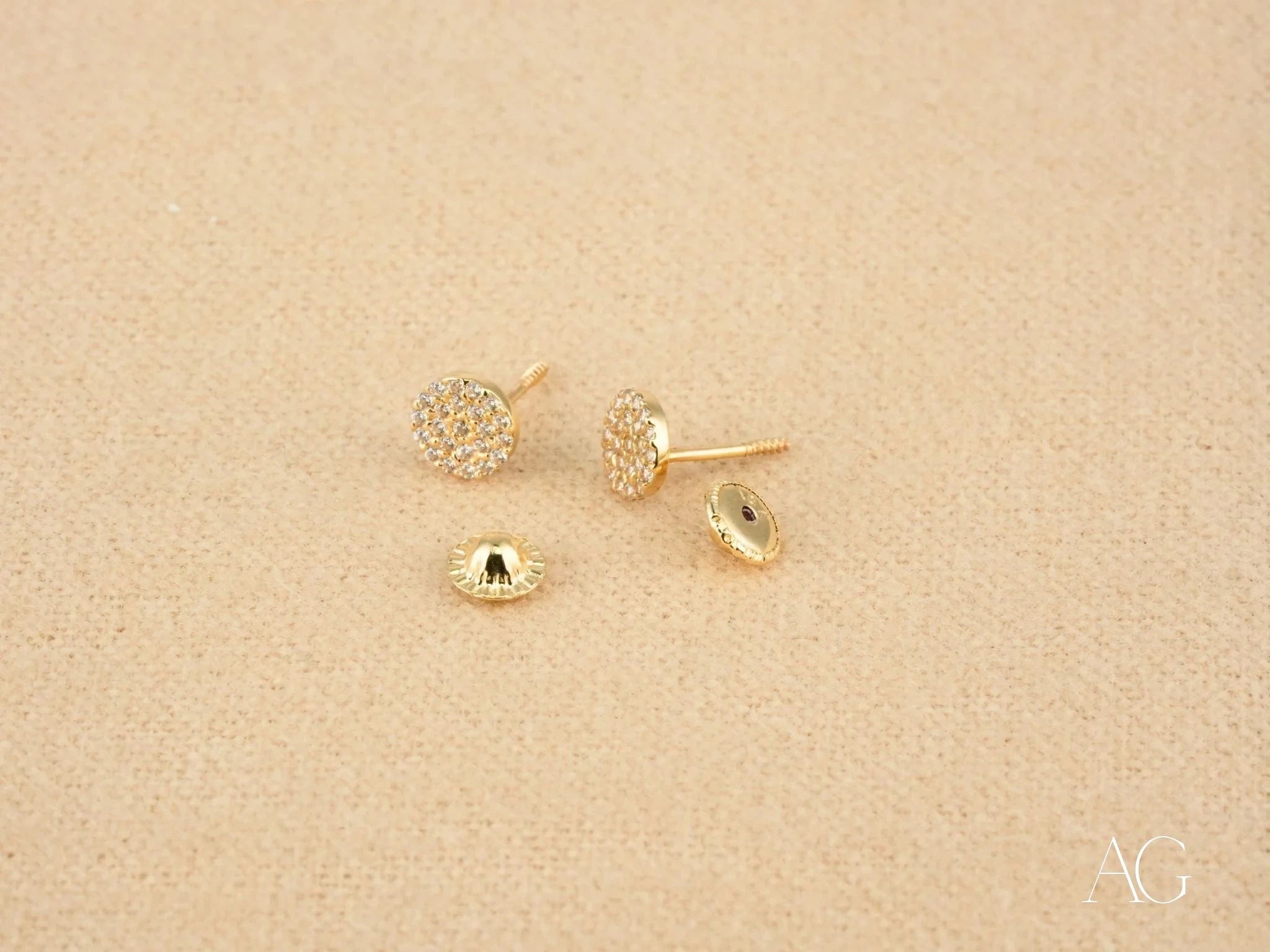 Gold CZ Earrings with Secure Screw Back – Elegant Cubic Zirconia Stud Earrings for Women | Perfect for Weddings, Parties & Everyday Wear