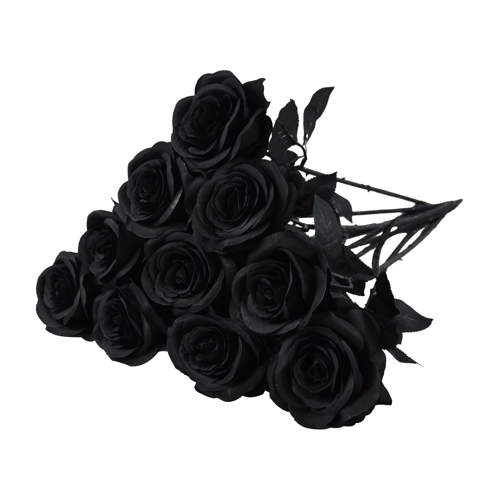 10pcs Black Silk Rose Flowers for Wedding Bouquet & Home Decor