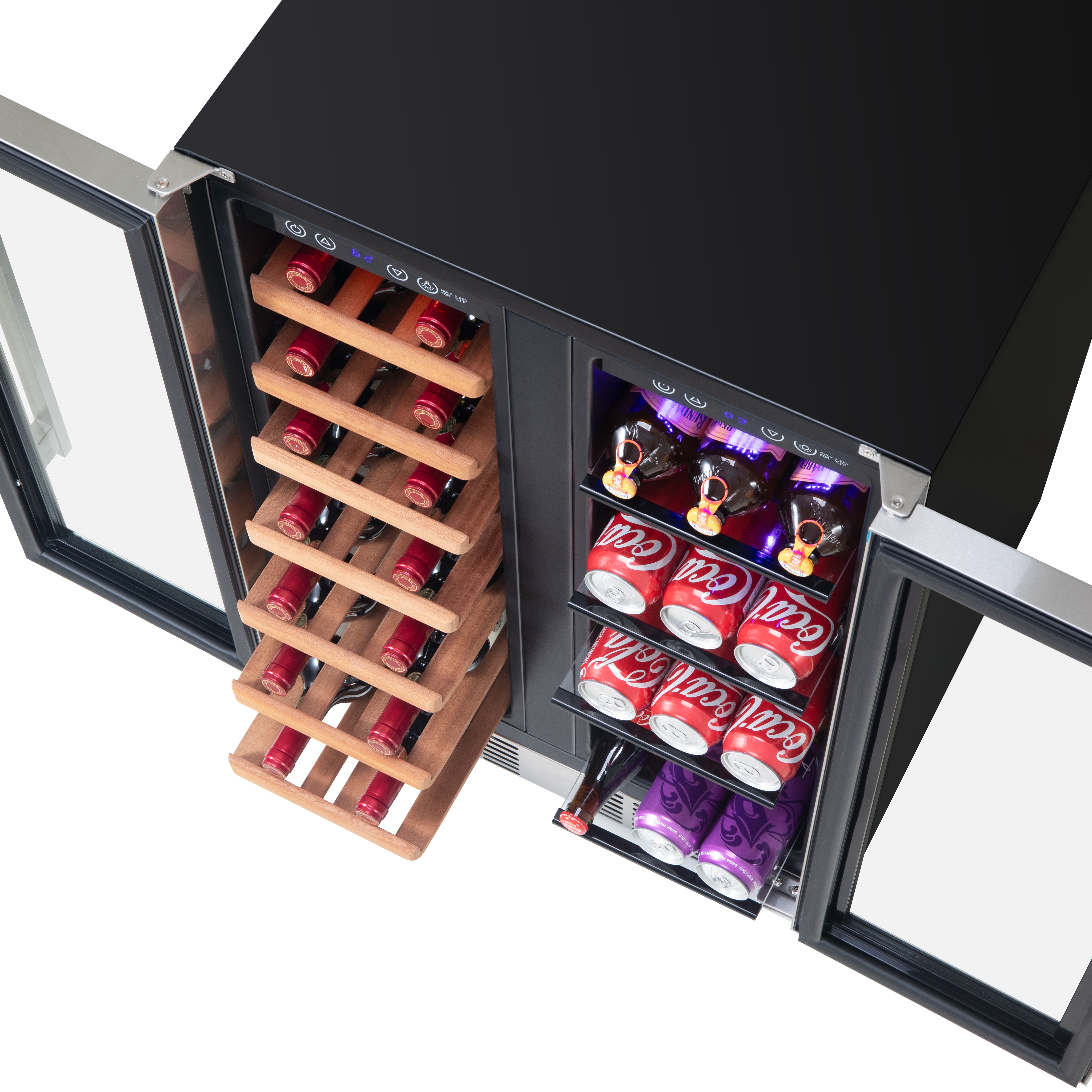 Newair® 24 Inch Dual Zone Wine and Beverage Cooler with French Doors - Perfect for Home Bars, Restaurants, and Wine Cellars