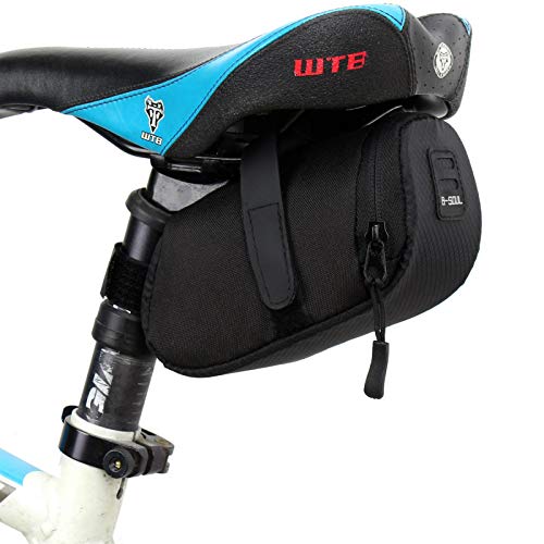 Ultralight Bike Saddle Bag - Waterproof Bicycle Under Seat Pouch for Cycling | Compact Storage with Secure Strap-on | Perfect for Road Bikes, Mountain Bikes & Commuting (Black)