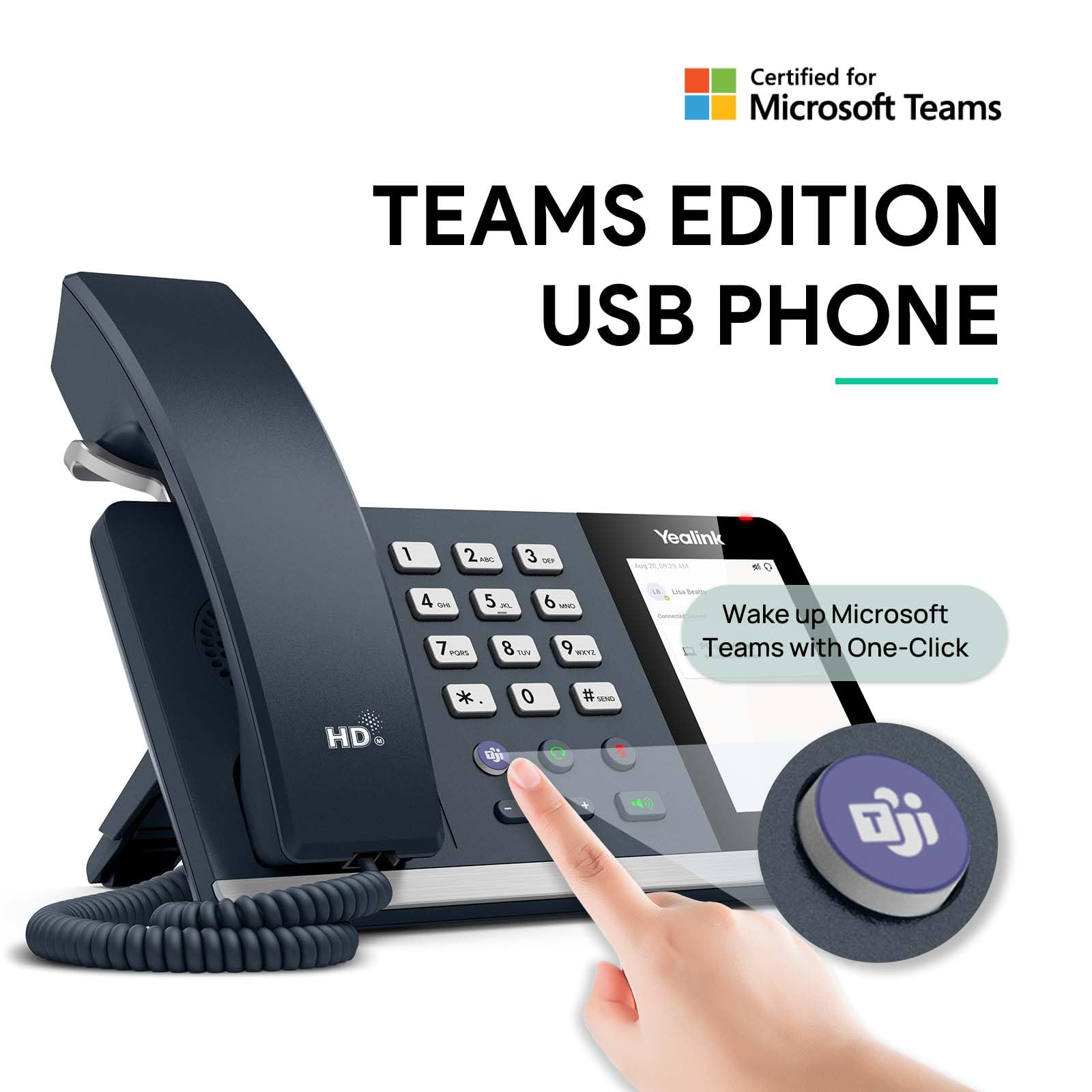 Yealink MP45 USB Teams Phone - Microsoft Teams & Skype for Business Certified Desk Phone | USB-A/C Powered Computer Phone | Business Communication Solution for Office, Home Office & Remote Work