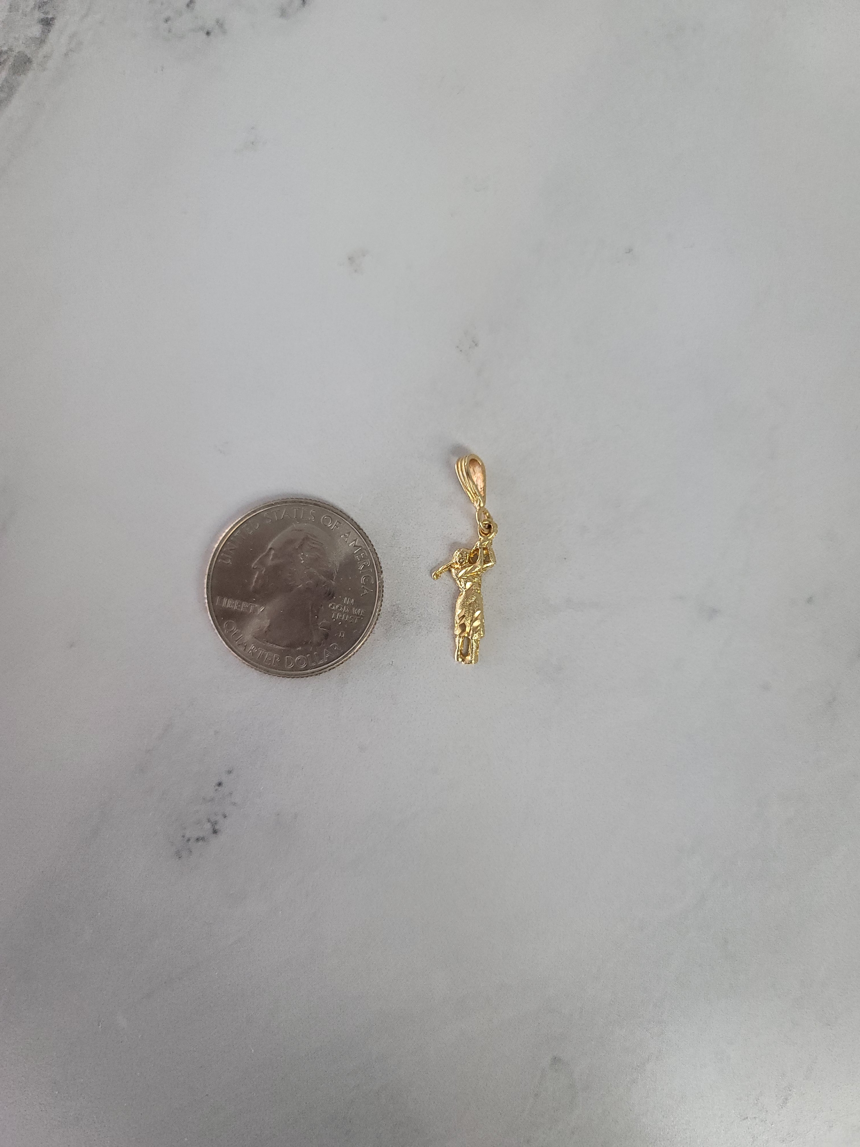 14K Yellow Gold Diamond-Cut Golf Pendant Necklace for Women - Perfect Gift for Female Golfers & Sports Enthusiasts