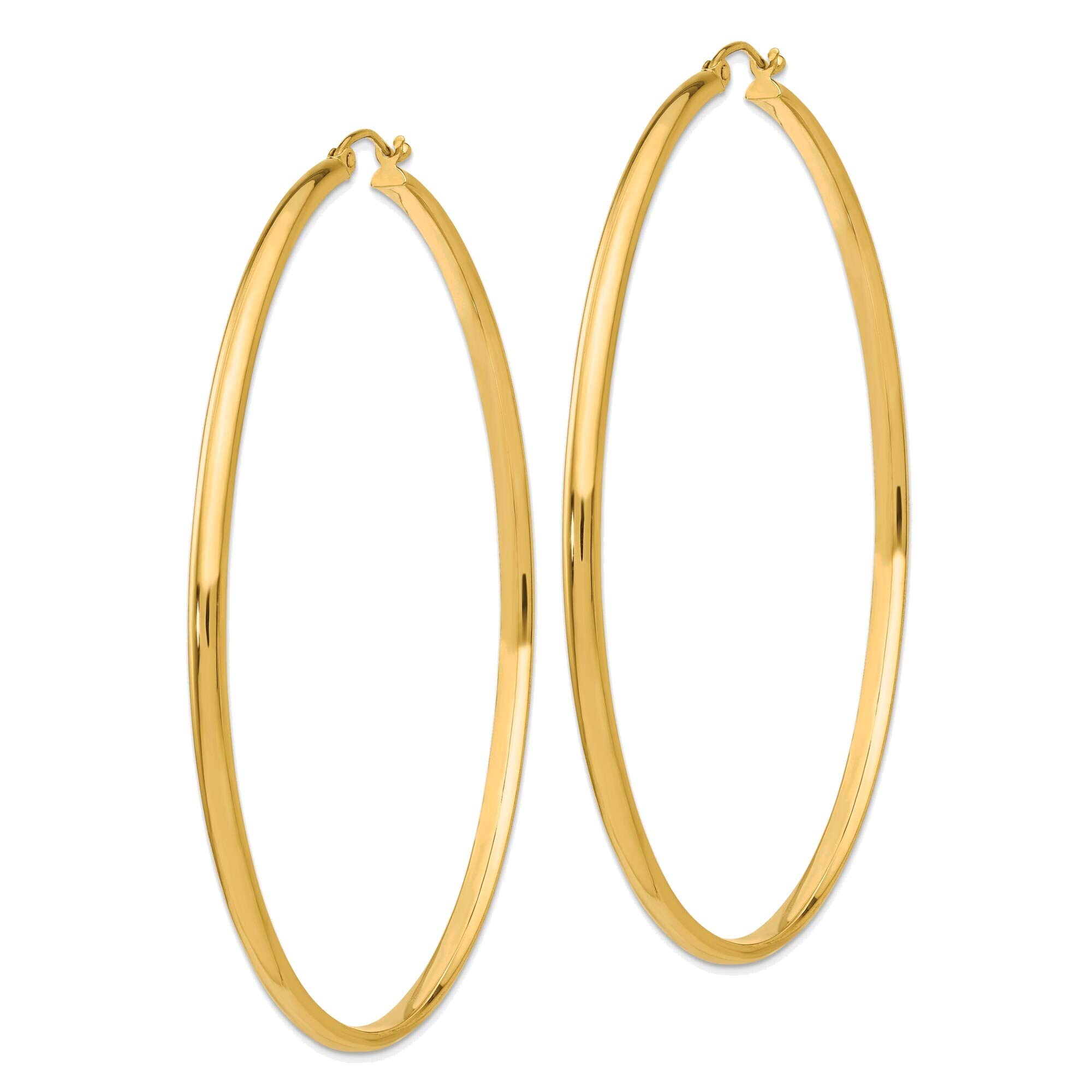 14K Yellow Gold Polished Hoop Earrings for Women - Elegant Everyday Jewelry for Work, Date Night & Special Occasions