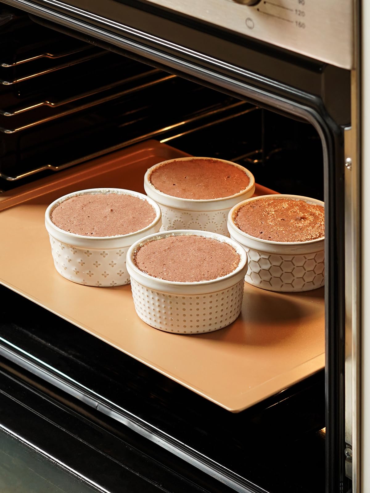 LE TAUCI 6 oz Ceramic Ramekins - Set of 4, Arctic White for Baking Creme Brulee & Desserts