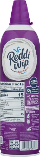 Reddi-wip Zero Sugar Whipped Topping - Keto Friendly, Gluten Free, 13 oz Can - Perfect for Low-Carb Desserts, Coffee Topping & Healthy Snacks