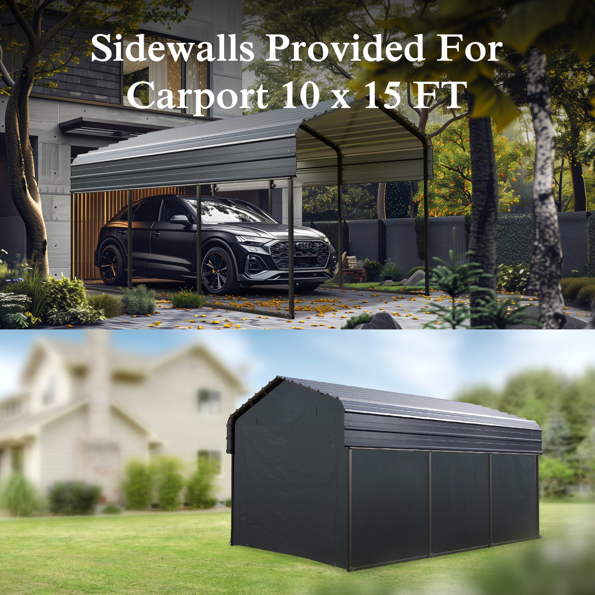 PHI VILLA Heavy Duty Carport with Galvanized Steel Roof - Multi-Purpose Outdoor Shelter for Cars, Boats, RVs & Equipment Storage | Weather-Resistant Steel Frame Canopy for Home, Farm & Commercial Use