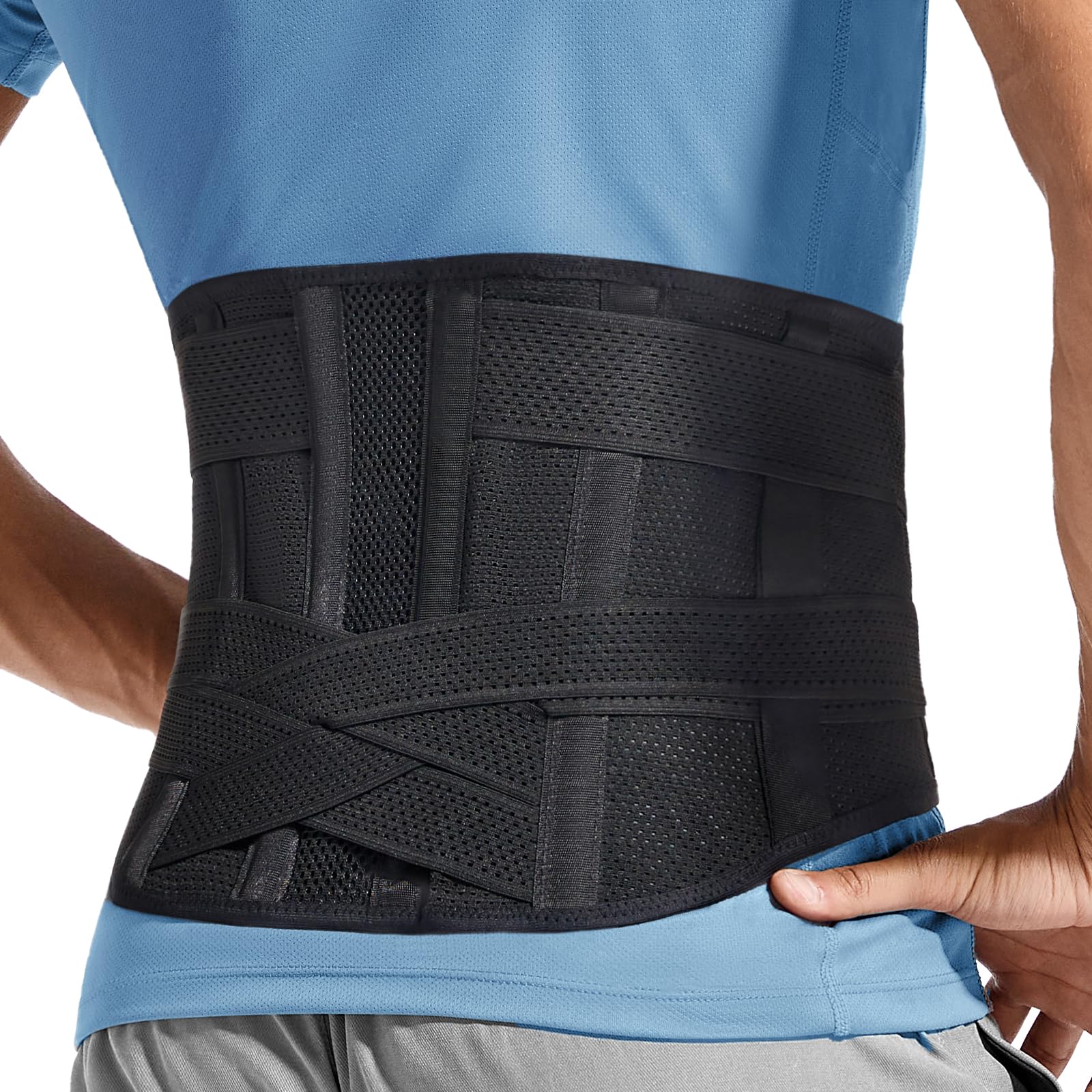 3D Lumbar Support Back Brace for Men & Women - Sciatica, Herniated Disc & Scoliosis Relief - Breathable Lower Back Pain Belt for Work & Daily Activities - Lightweight Posture Corrector for Office, Driving & Sports