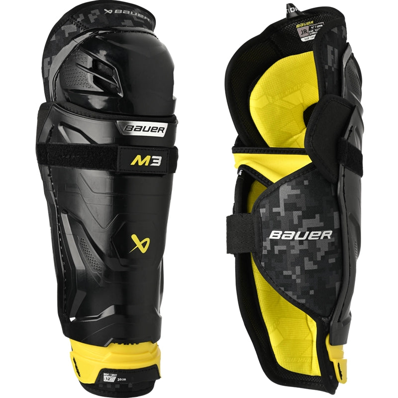Bauer Supreme M3 Junior Hockey Shin Guards - Lightweight Protective Gear for Youth Ice Hockey Players - Perfect for Games, Practices, and Training Sessions