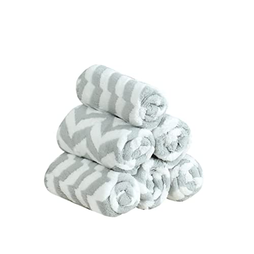Premium Microfiber Face Towel Set - 6 Pack Ultra Soft & Super Absorbent 25x25cm Gray Luxury Facial Towels for Skincare, Makeup Removal & Spa Use at Home
