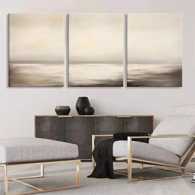3-Piece Abstract Calm Ocean Tone Minimalist Wall Art Set - Framed Canvas Prints 60x90cm - High Quality Australian Made - Ready to Hang - Perfect for Living Room, Bedroom & Office Decor