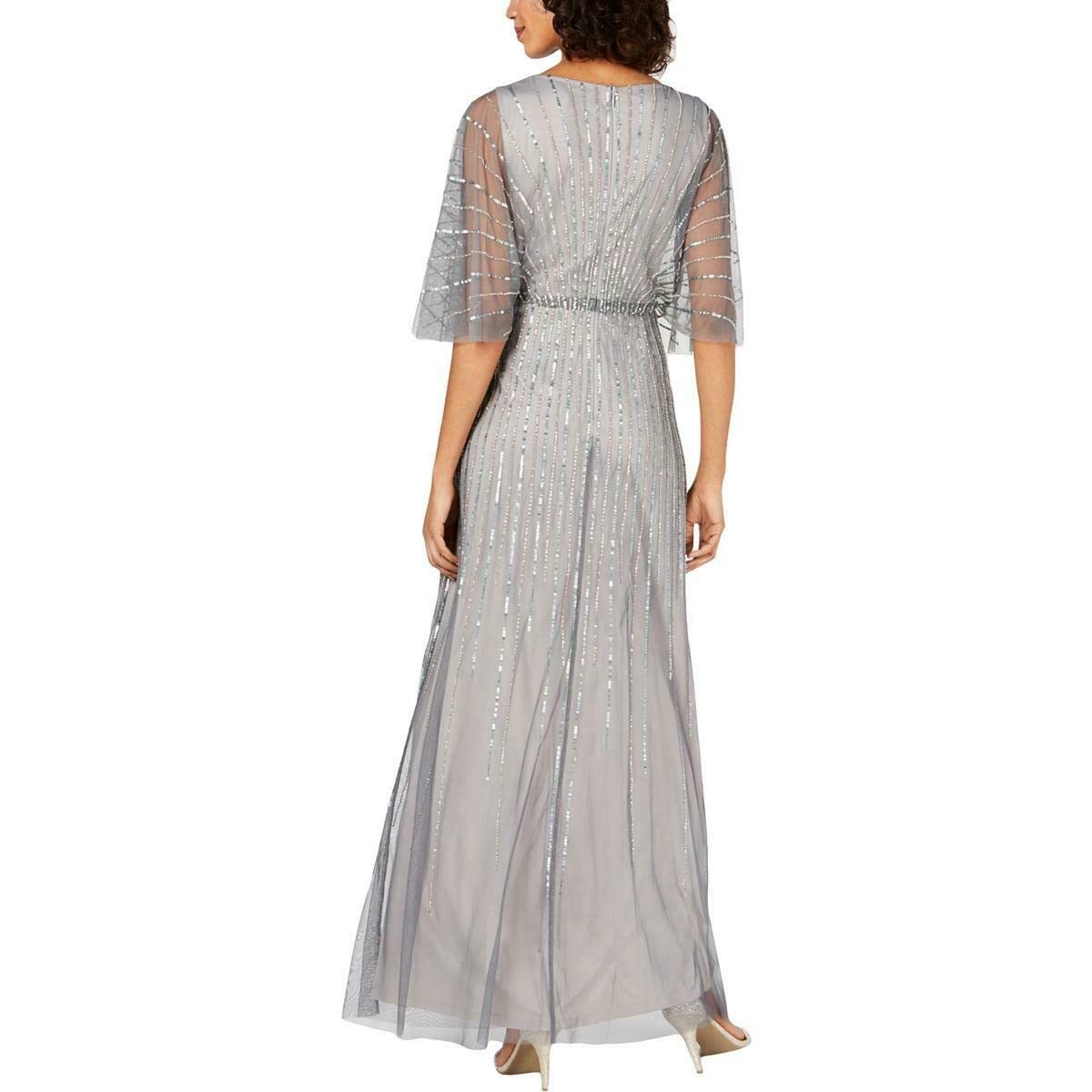 Adrianna Papell Women's Sequin V-Neck Flutter Sleeve Cocktail Dress - Perfect for Evening Parties, Weddings & Special Occasions