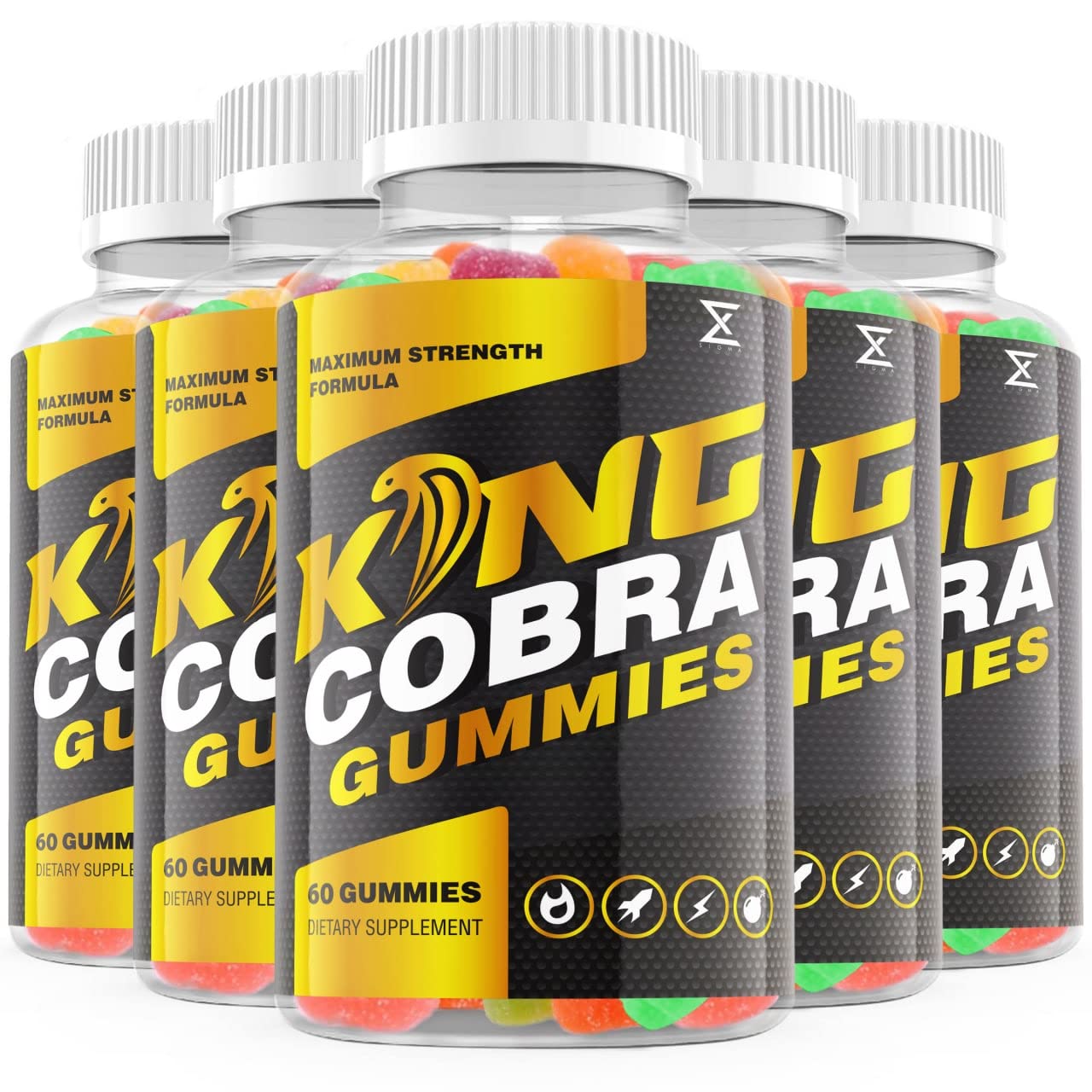 (5 Pack) King Cobra Male Enhancement Gummies - 300 Count | Natural Energy & Stamina Boost for Men | Perfect for Workouts, Intimacy & Daily Performance