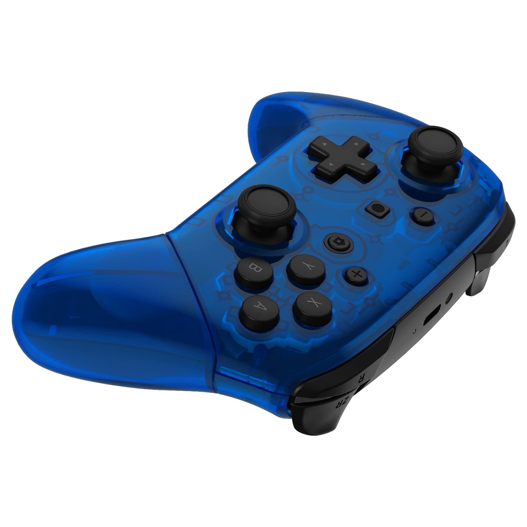 eXtremeRate Clear Blue Octagonal Gated Sticks Faceplate & Backplate Handles - DIY Replacement Grip Housing Shell Cover for Nintendo Switch Pro Controller (Controller Not Included) | Perfect for Gaming, Customization & Controller Repair