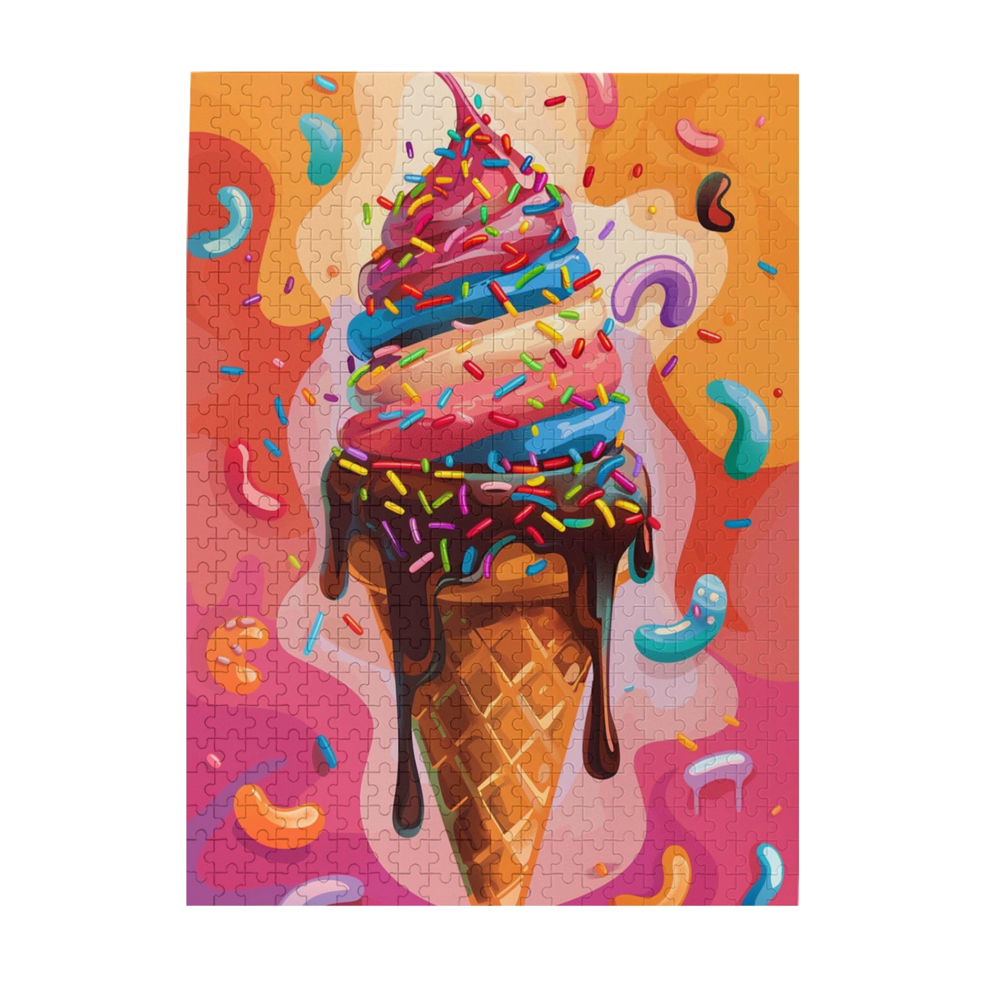 500-Piece Ice Cream Cone Wooden Puzzle for Adults - Unique Artwork, Beautiful Design - Perfect Gift for Ice Cream Lovers - Fun Home Decor & Relaxing Family Activity