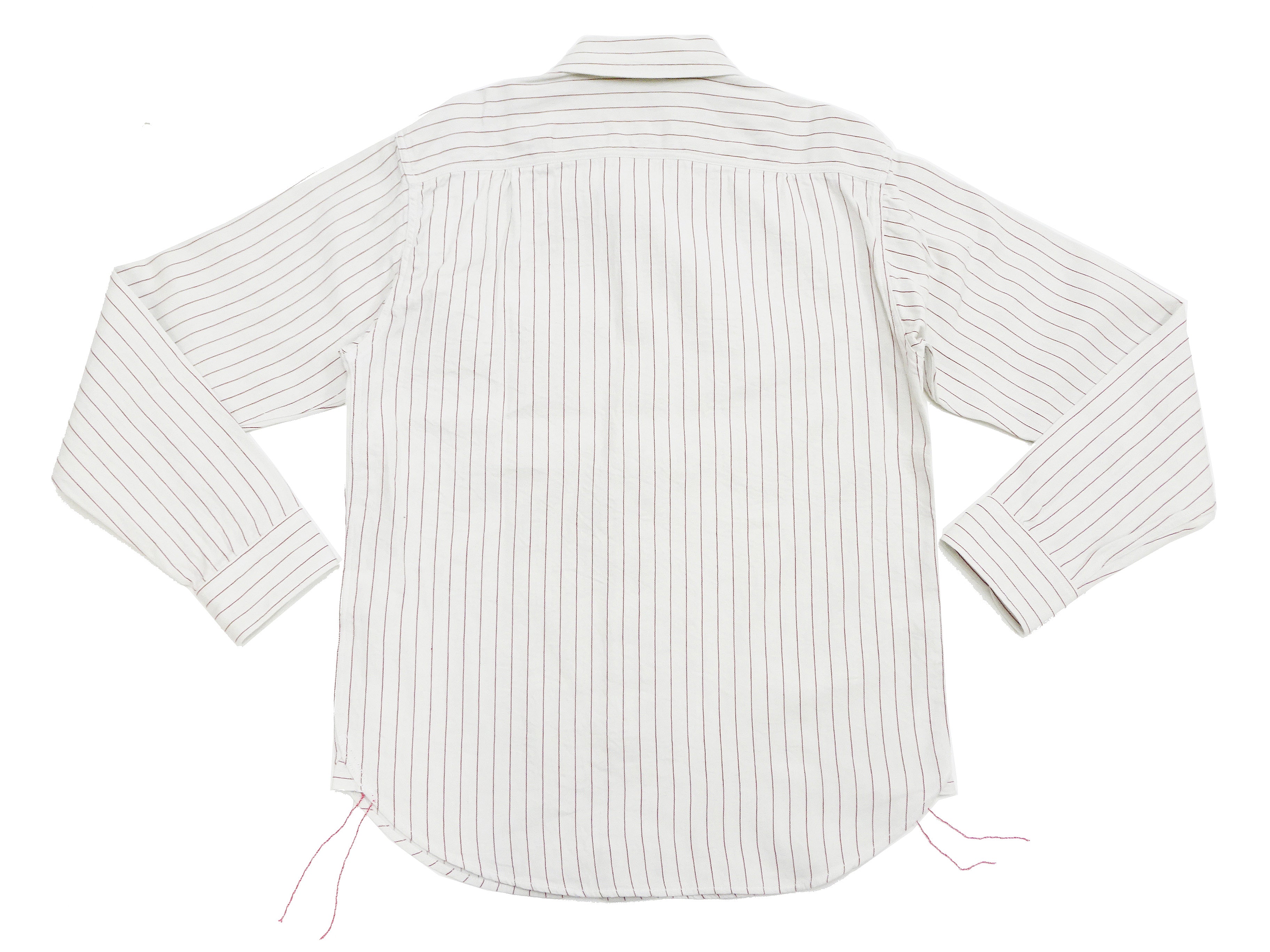 Men's Sugar Cane Vertical Striped Long Sleeve Button-Up Shirt | Coke Stripe Work Shirt SC28652 | 105 Off White | Casual Office Wear & Outdoor Activities