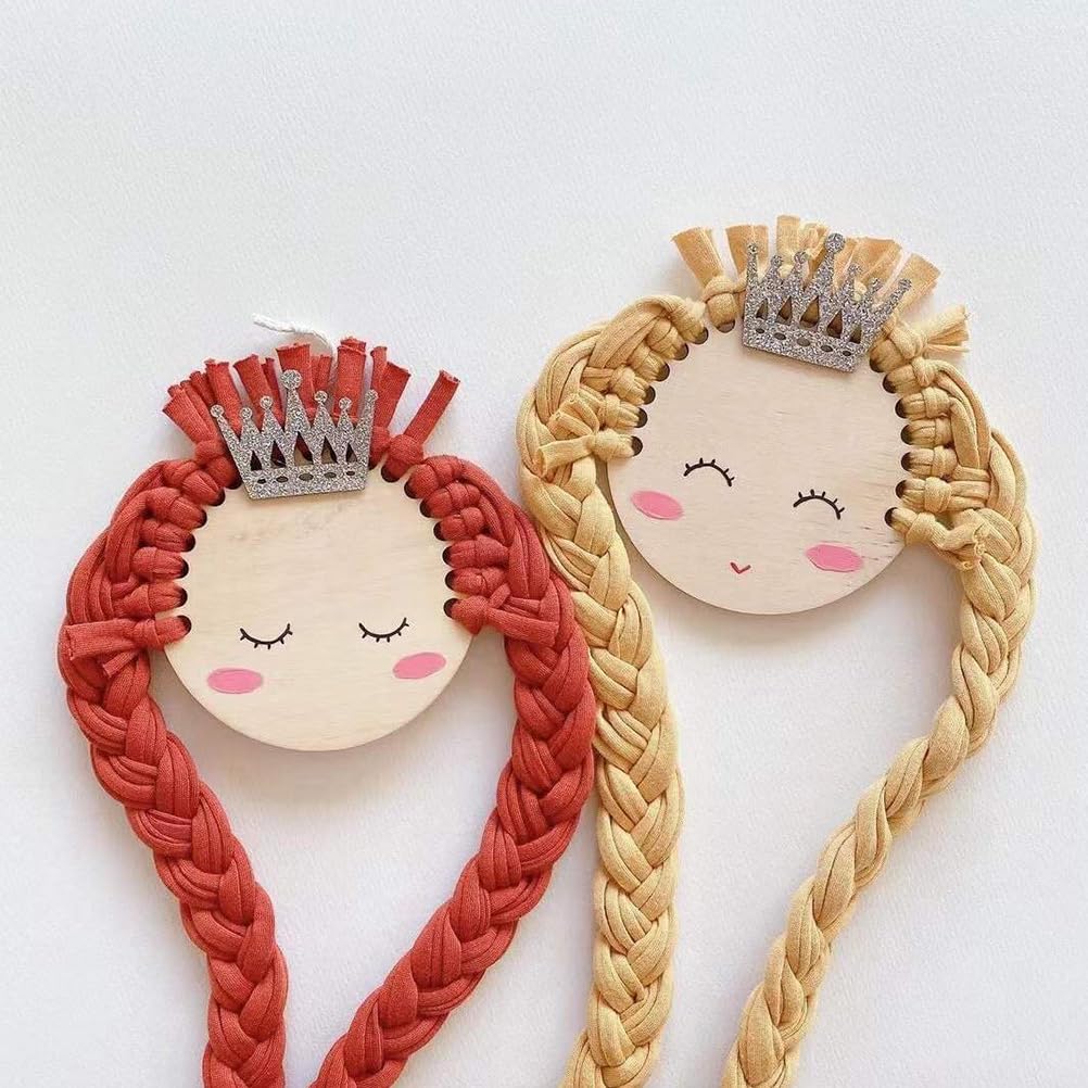 Braided Doll Hair Clip Holder - Wall Mounted Hair Bows Organizer for Girls, Barrette & Earring Display Hanger with Lace Cloth - Perfect for Bedroom, Nursery & Bathroom Organization
