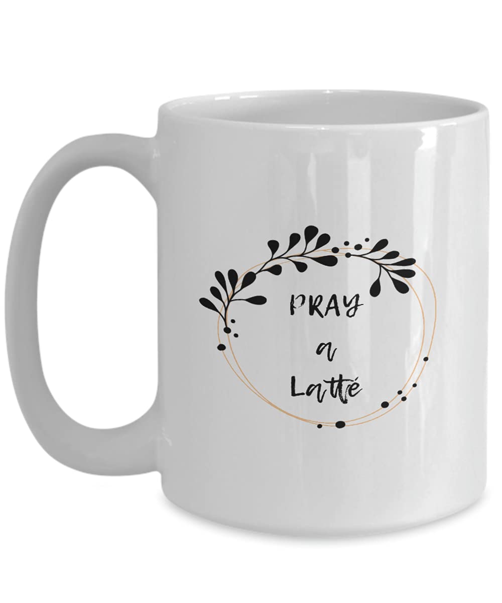 Pray A Latte Coffee Mug - Funny Jesus Themed Ceramic Cup for Coffee & Tea - Perfect Christian Gift for Bible Study, Church, Office & Home Use