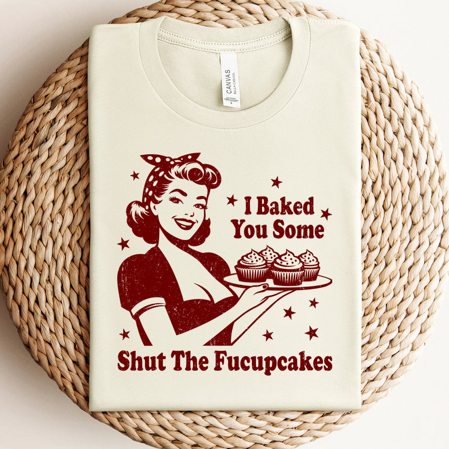 Baked The Cupcakes Distressed Vintage T-Shirt - Soft Cotton Graphic Tee for Baking Enthusiasts - Perfect for Baking Parties, Casual Wear & Gift Giving