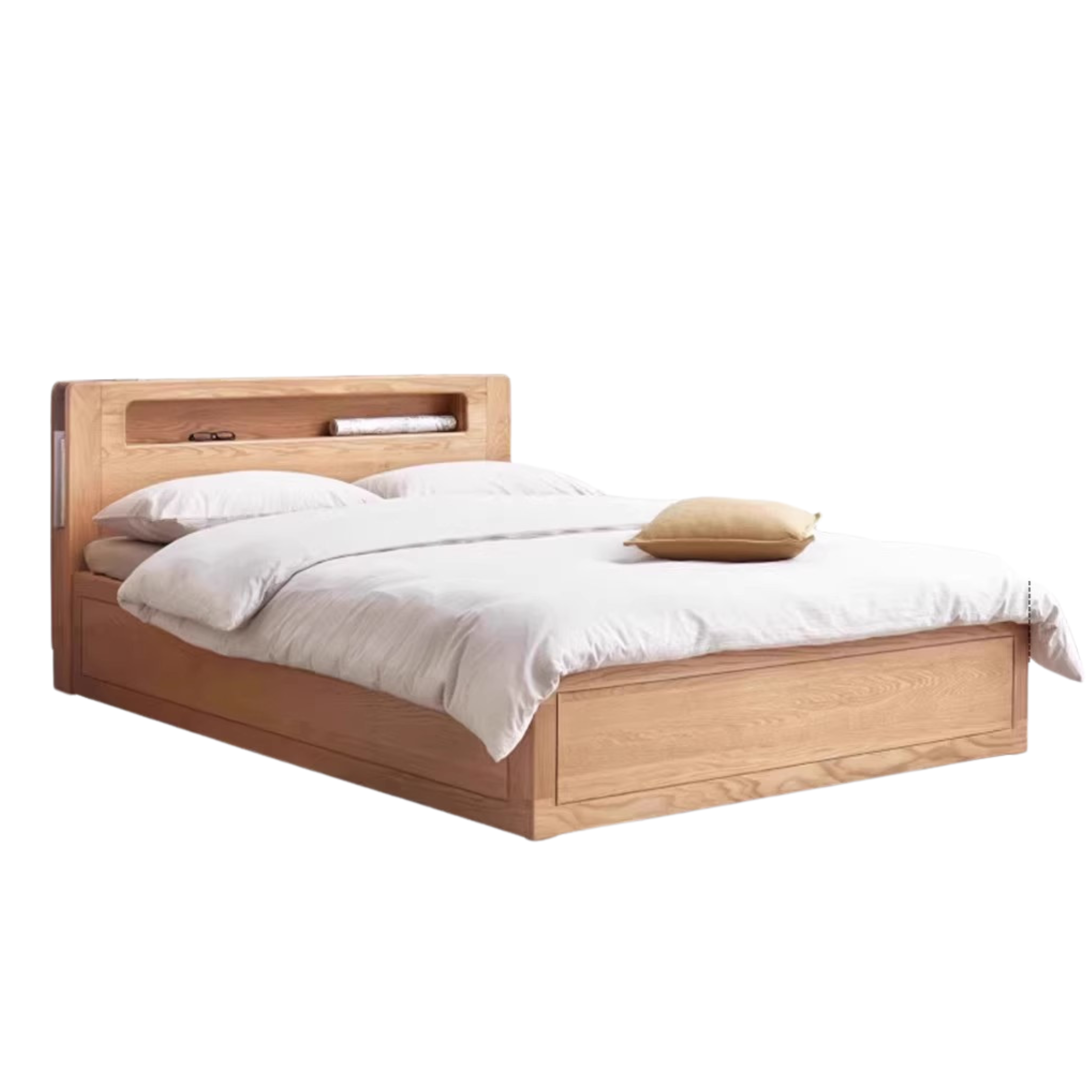 Premium Oak Solid Wood Luminous Box Bed - Durable Nightstand with Glow-in-the-Dark Features for Bedroom, Guest Room, and Kids Room Decor