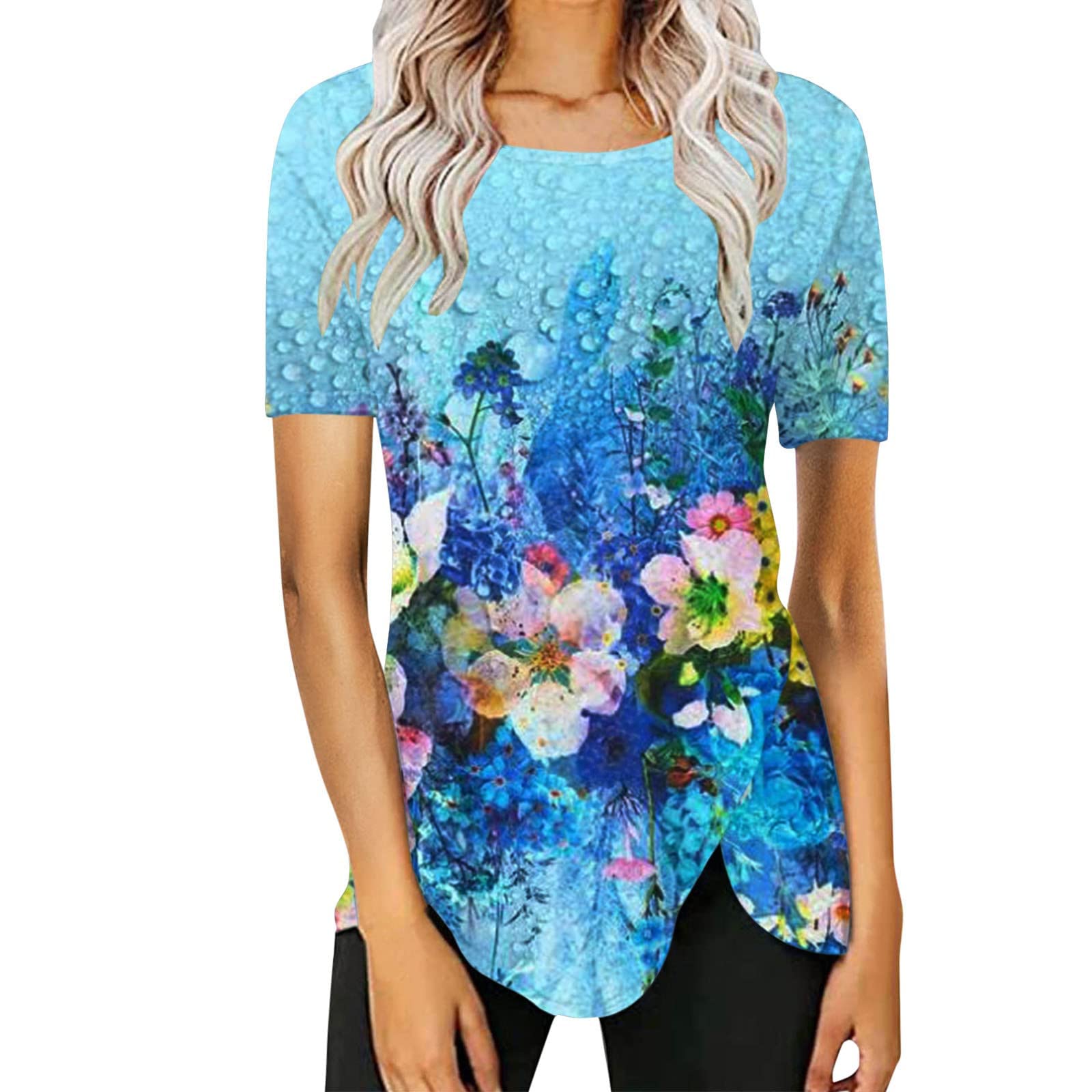 Women's Loose Fit T-Shirt - Trendy Oil Painting Print Short Sleeve Crewneck Graphic Tee | Casual Wear, Summer Outfits, Street Style Fashion