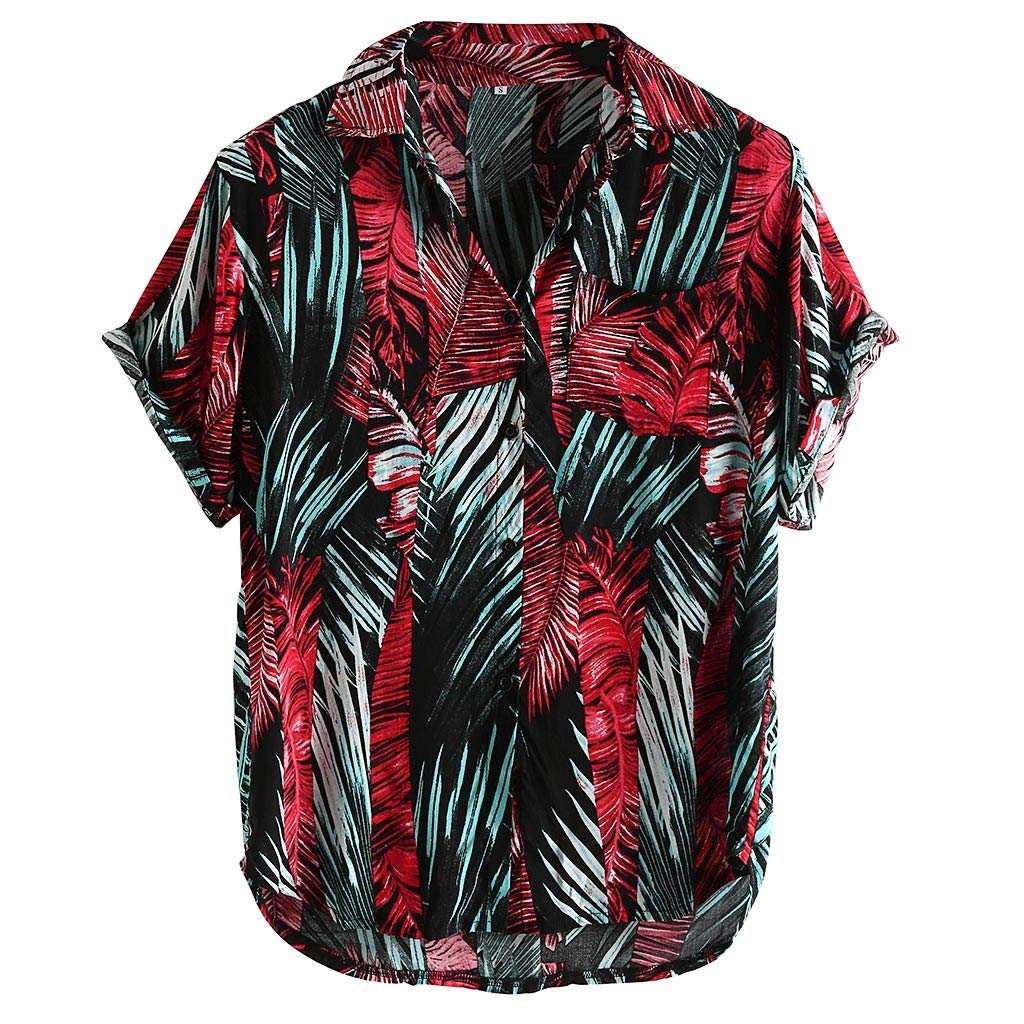 Men's Hawaiian Shirt Short Sleeve Casual Button Down Beach Shirt - Loose Fit Floral Print for Summer Vacation, Luau Party, Beach Wedding & Tropical Getaways