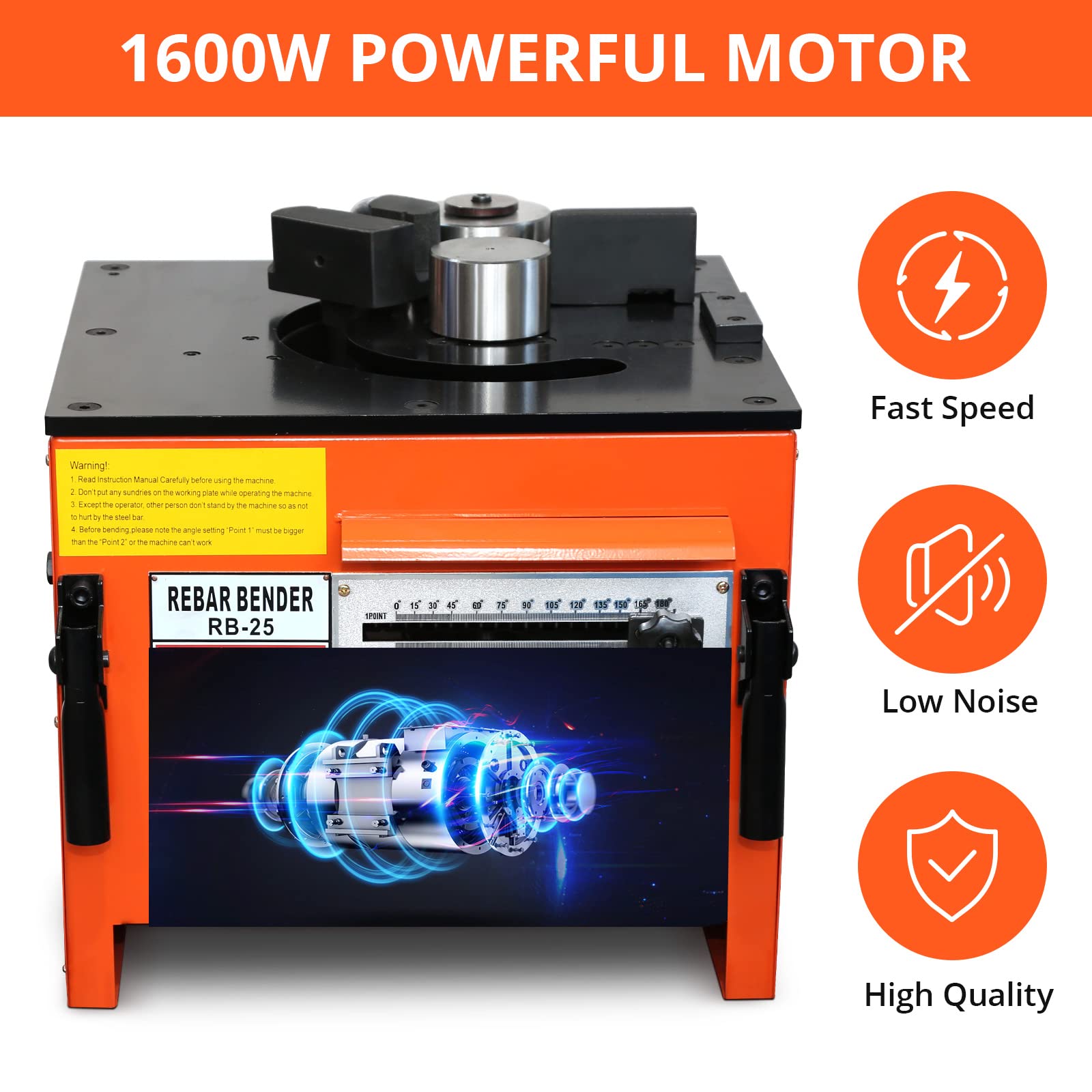 GARVEE 1600W Heavy-Duty Electric Rebar Bender Machine - Bends Up to 1 Inch Steel Bars with 0-180° Angle Adjustment | Foot Pedal Control & Powerful Motor | Perfect for Construction Sites, Metal Workshops & DIY Projects