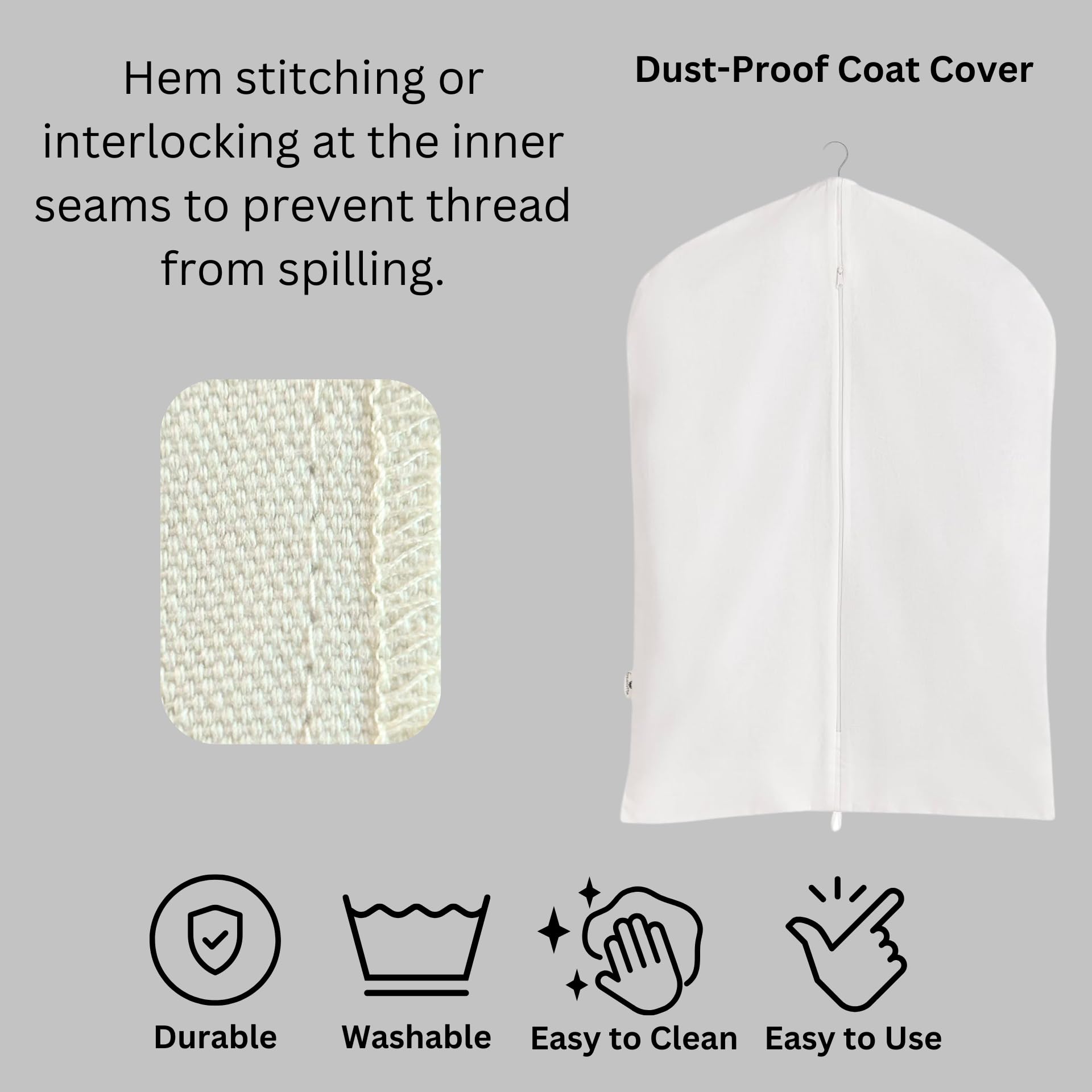 Premium Organic Linen Garment Bag - Eco-Friendly Travel Suit Cover with Full Zipper for Coats, Dresses & Closet Storage | Carbon Neutral Certified (24