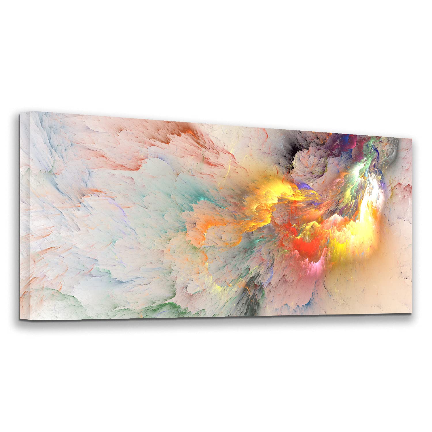 Looife Colorful Abstract Canvas Wall Art 32x16 Inch - Modern Multicolor Smoke Clouds Textured Painting for Living Room, Bedroom & Office Decor | Home Decoration Art Prints | Contemporary Art Deco Style