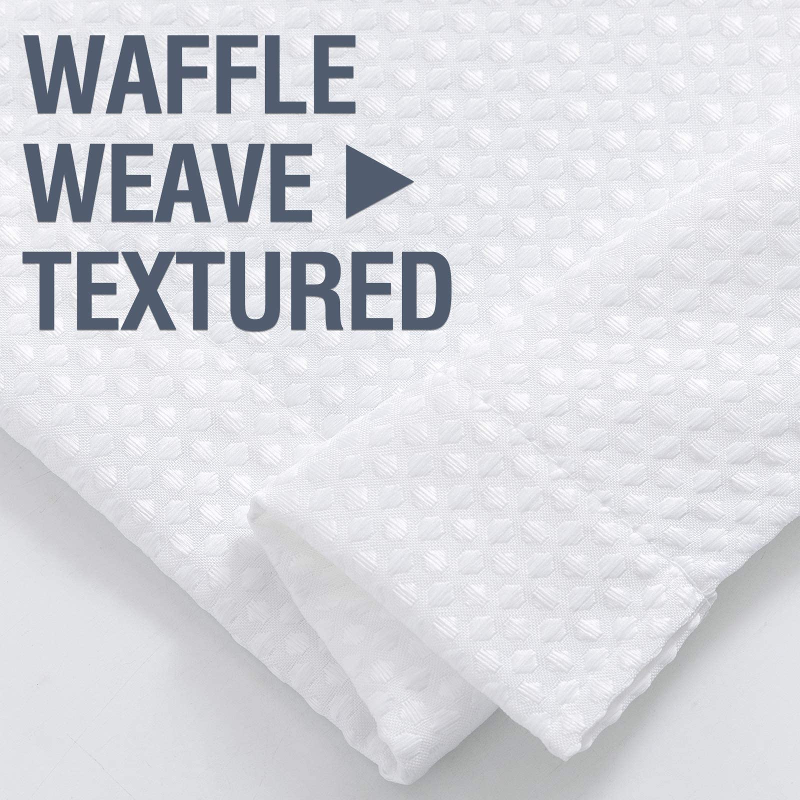 Vangao 90 Inch White Waffle Weave Curtains - Plaid Textured Grommet Top Window Drapes for Living Room & Bedroom | Blackout Privacy Sheers for Home Decor & Cozy Atmosphere