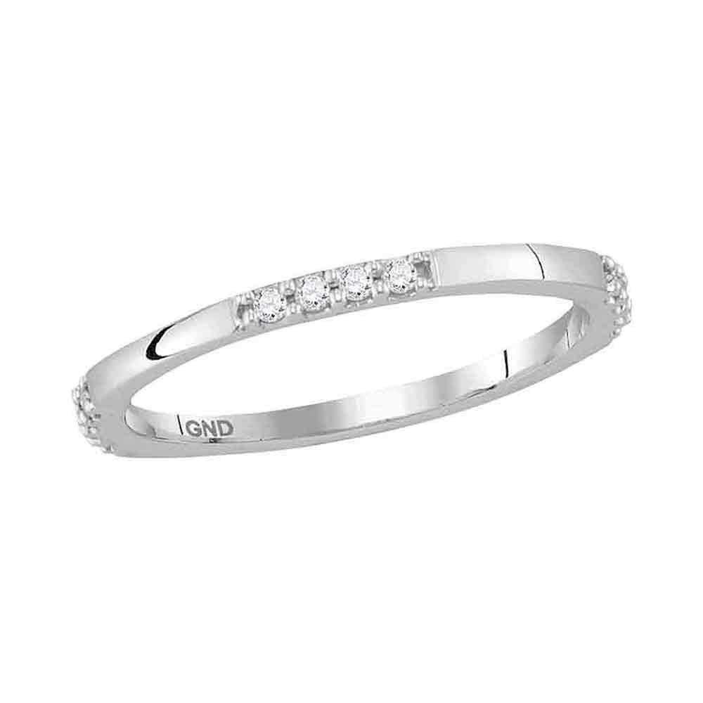 10K White Gold Women's Round Diamond Stackable Band Ring - 1/10 CTTW - Perfect for Wedding, Anniversary, or Everyday Elegance