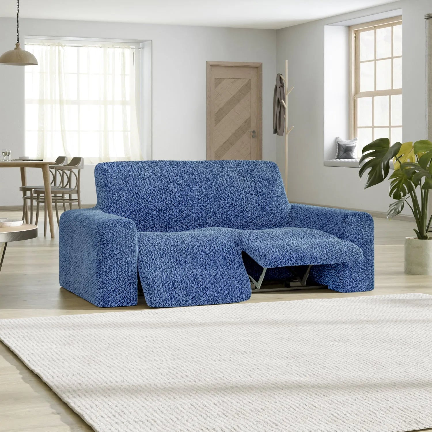 2 Seater Recliner Slipcover - Soft Velvet Stretch Sofa Cover with Elastic Hem, Perfect for Living Room Furniture Protection and Style Upgrade