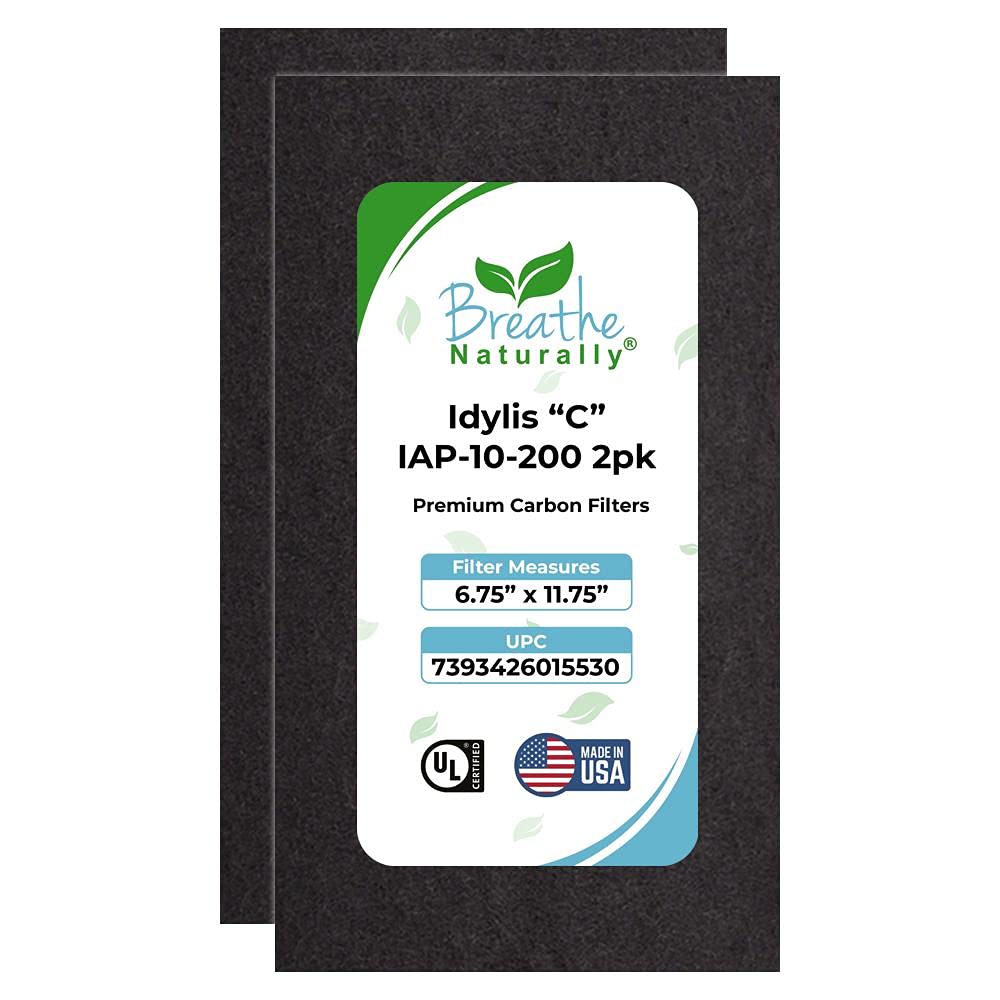 Breathe Naturally Replacement Air Purifier Carbon Filters - Compatible with Idylis 