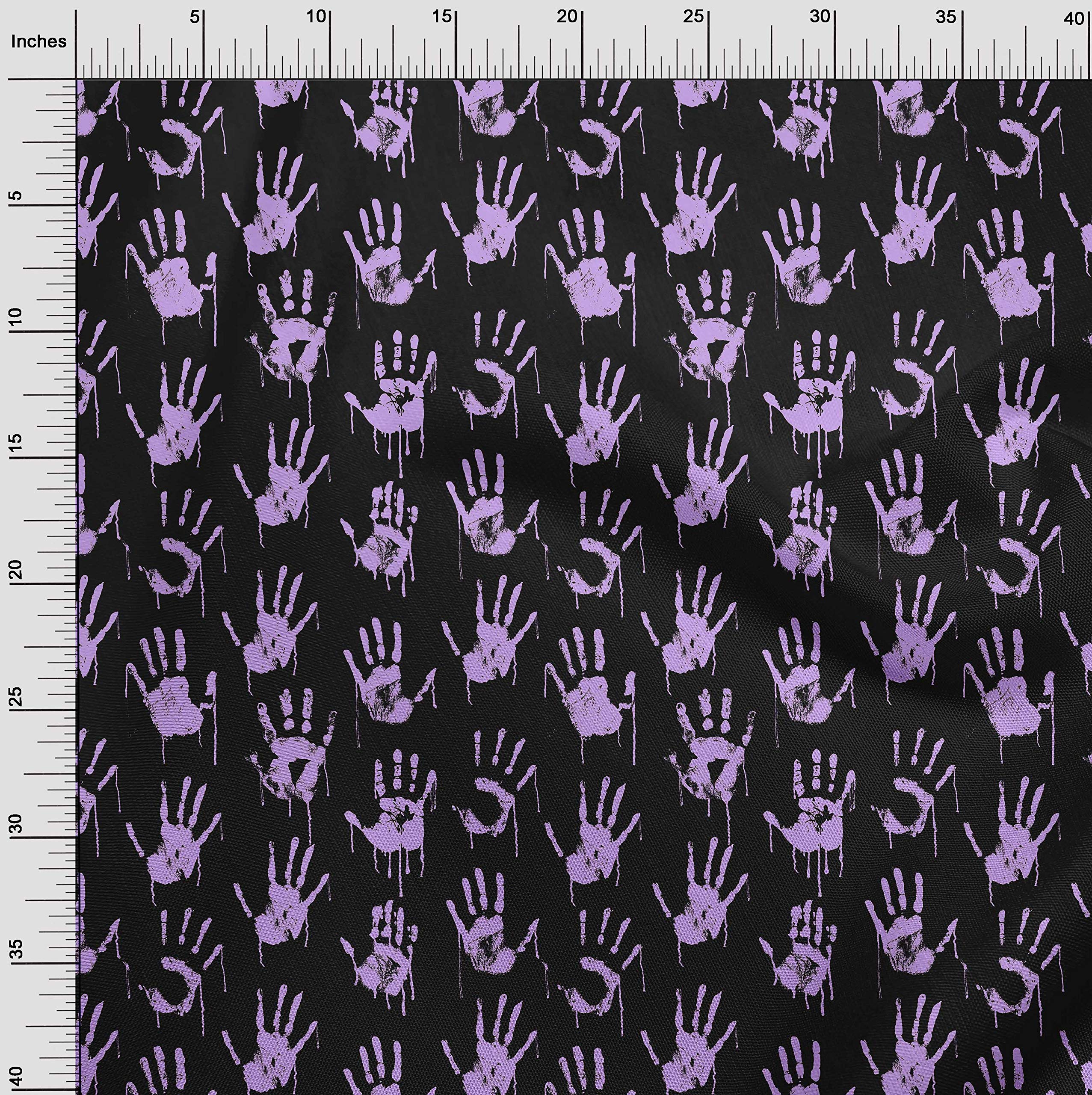 oneOone Cotton Poplin Persian Pink Fabric - Handprinted Skull Design Dress Material - 42 Inch Wide Fabric by The Yard for DIY Clothing, Quilting & Home Decor Projects