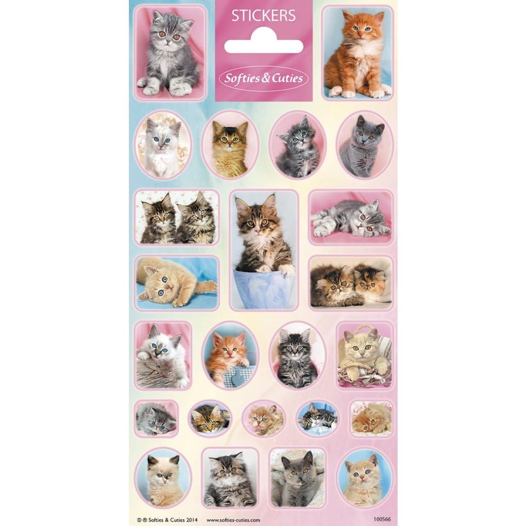 5113 Cute Cat Stickers - Colorful Vinyl Decals for Laptops, Water Bottles, Journals & DIY Crafts - Fun Kawaii Cat Stickers for Kids & Adults