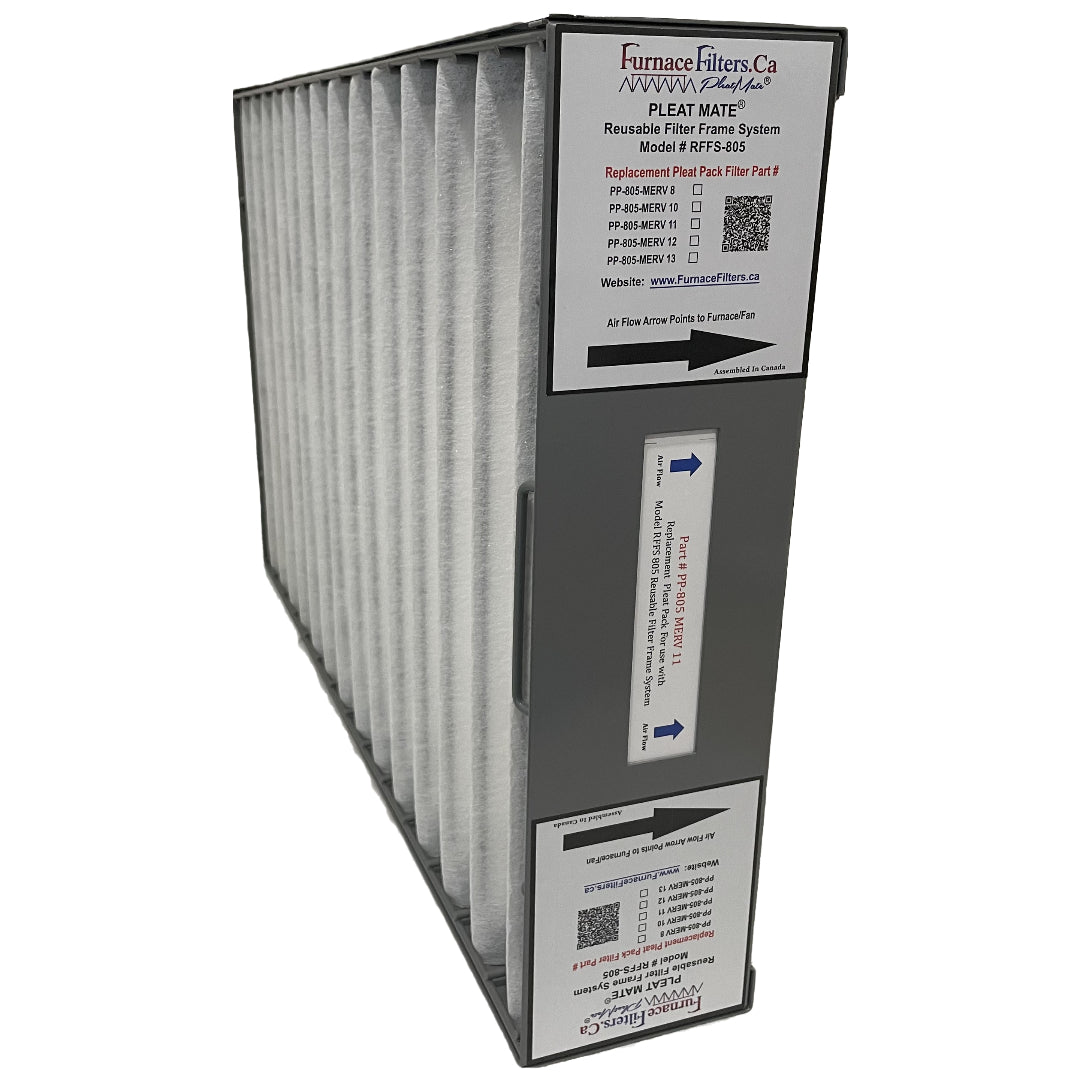 Bryant Carrier 16x25x4 Reusable Air Filter System Kit - Includes Lifetime Frame RFFS 805 & 3 MERV 11 Replacement Filters PP 805 | HVAC Furnace AC Air Purifier for Home & Office