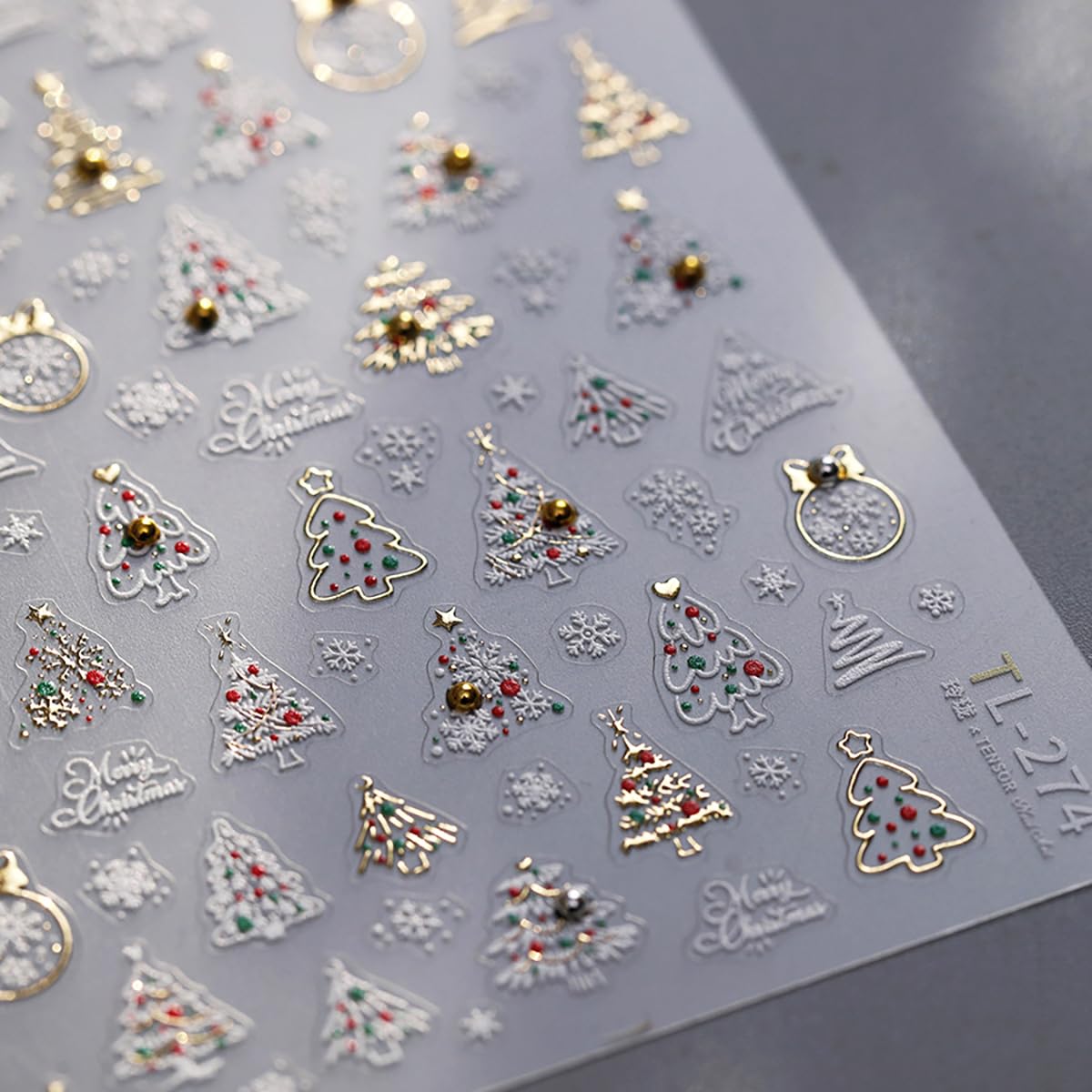 5D Embossed Christmas Tree Nail Art Stickers - Self-Adhesive Holiday Nail Decals for Women & Girls | Winter Snowflake Xmas Nail Designs | Perfect for Christmas Parties, Gift Giving & Festive Nail Art Decoration