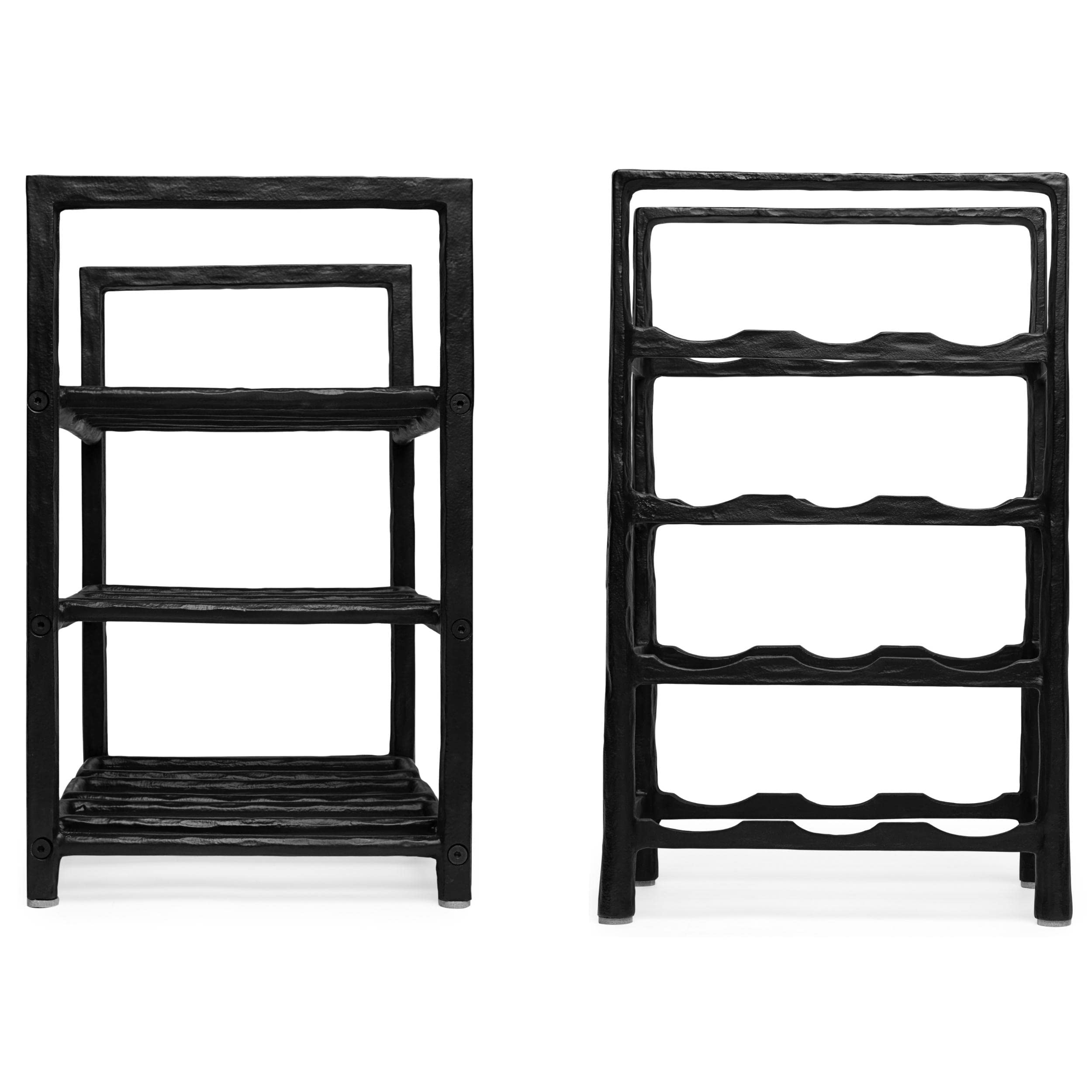 BIRDROCK HOME 12 Bottle Wine Rack - Sturdy Black Forged Metal Free Standing Wine Holder - Vertical Storage Cabinet for Kitchen Countertop, Bar, Dining Room & Home Decor