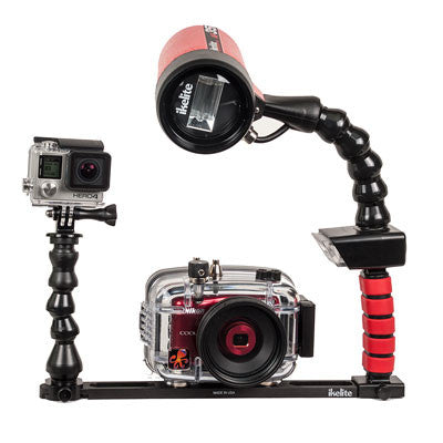 Ikelite Dual AF35 Underwater Camera Tray with T Mount & Flex Ball - Perfect for Scuba Diving and Underwater Photography