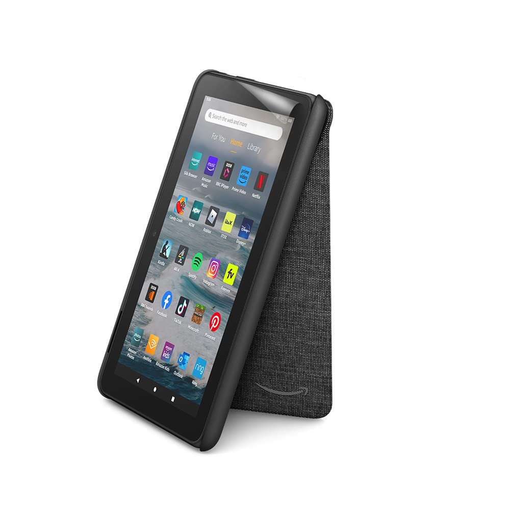 Amazon Fire 7 Tablet (32GB, Black, No Ads) with Fabric Cover & 2-Pack Screen Protectors - Perfect for Reading, Streaming & Travel