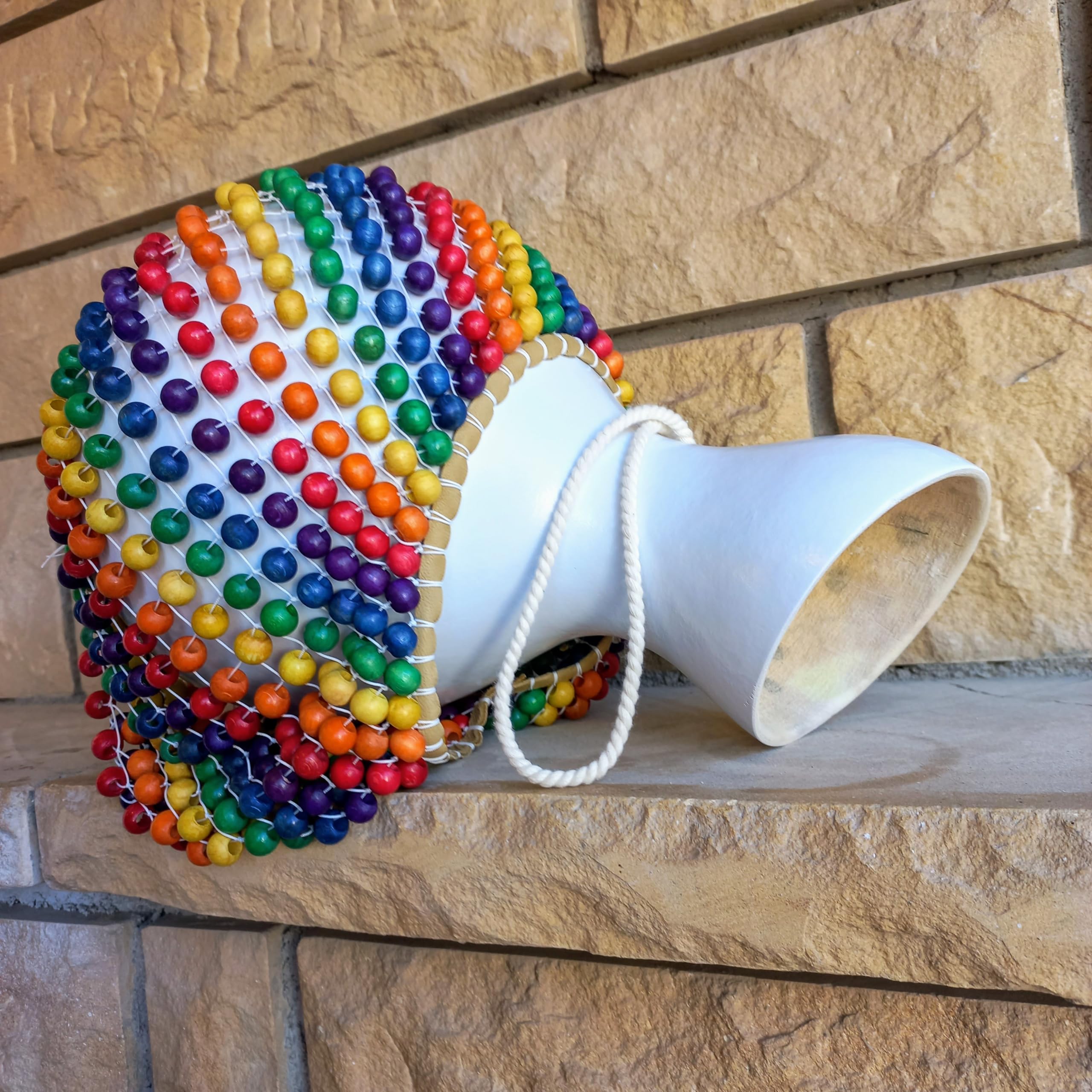 Vibrant Rainbow Beaded Gourd Shekere - Authentic African Percussion Instrument for Drumming & Music Performances | Perfect Musician Gift for Performers & Music Lovers | Great for Live Shows, Studio Recording & Cultural Events