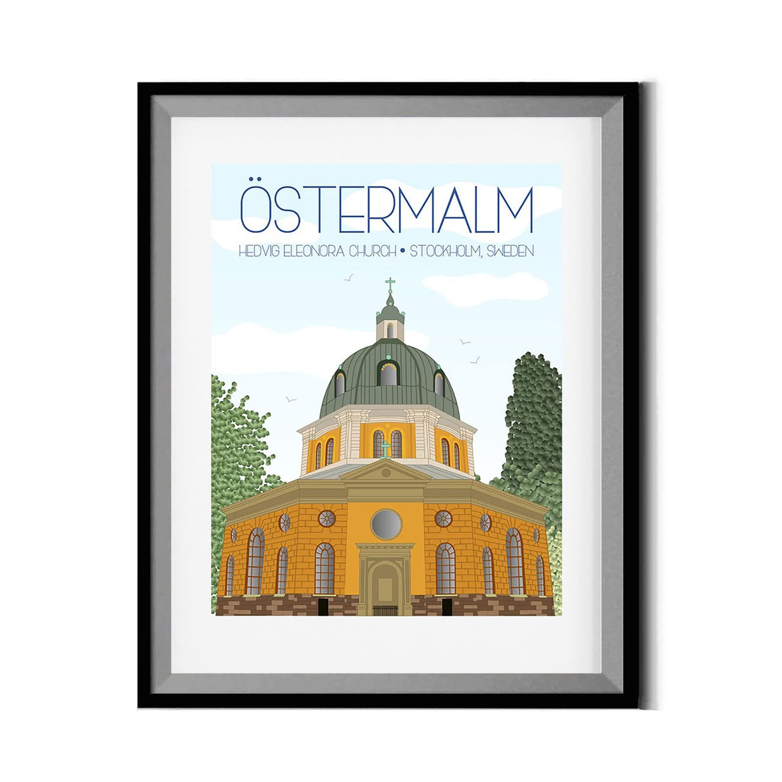 Vintage Sweden Travel Art Print - Ostermalm Wall Decor for Bedroom, 8x12 Inch Modern Canvas Hanging Art, Perfect for Home & Office Decoration