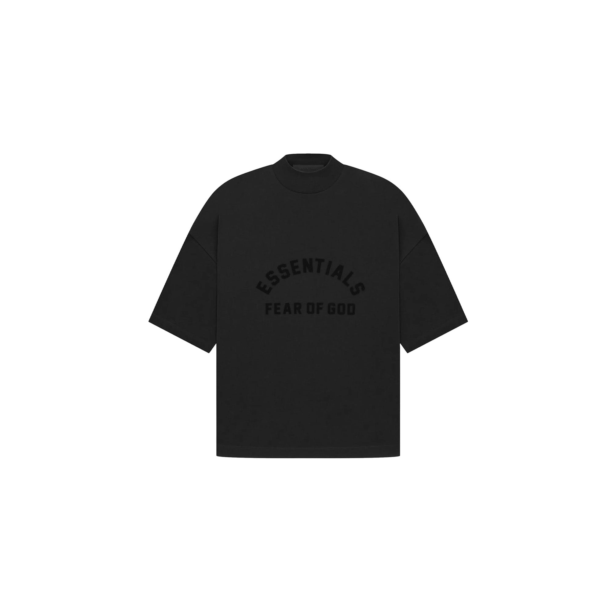 ESSENTIALS Arch Logo T-Shirt for Men & Women - Jet Black Cotton Tee (2023) | Casual Streetwear, Everyday Comfort & Layering Essential